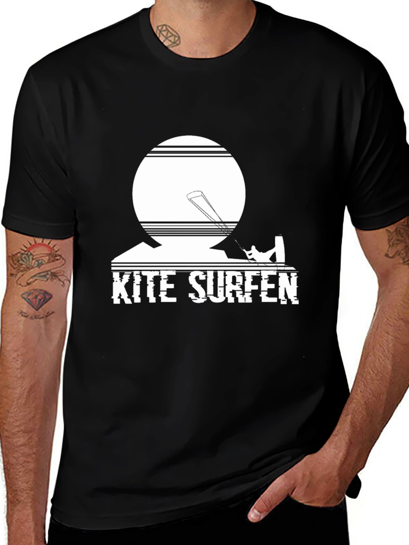 Kite Surfen Black Graphic Tee