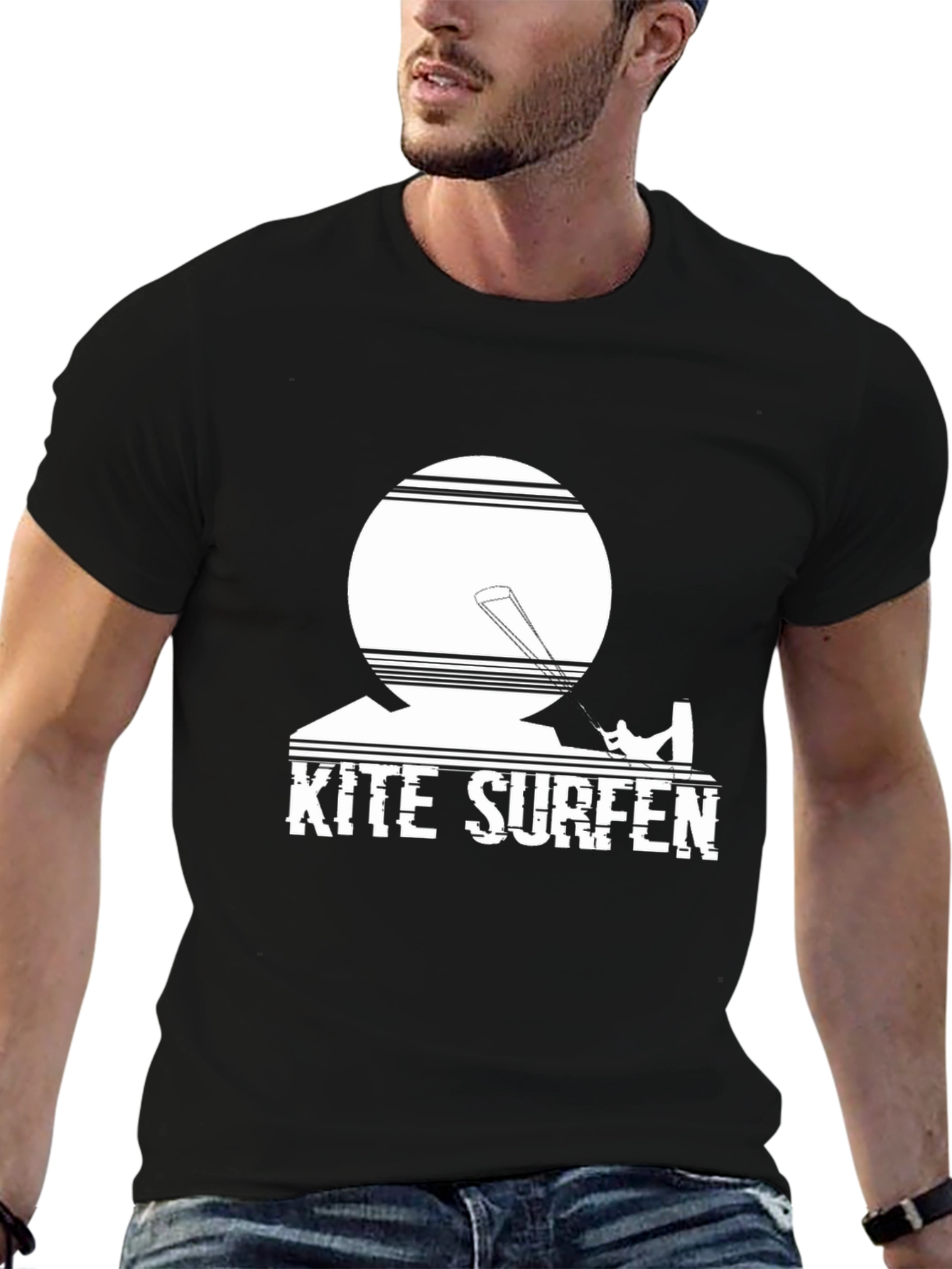 Kite Surfen Black Graphic Tee