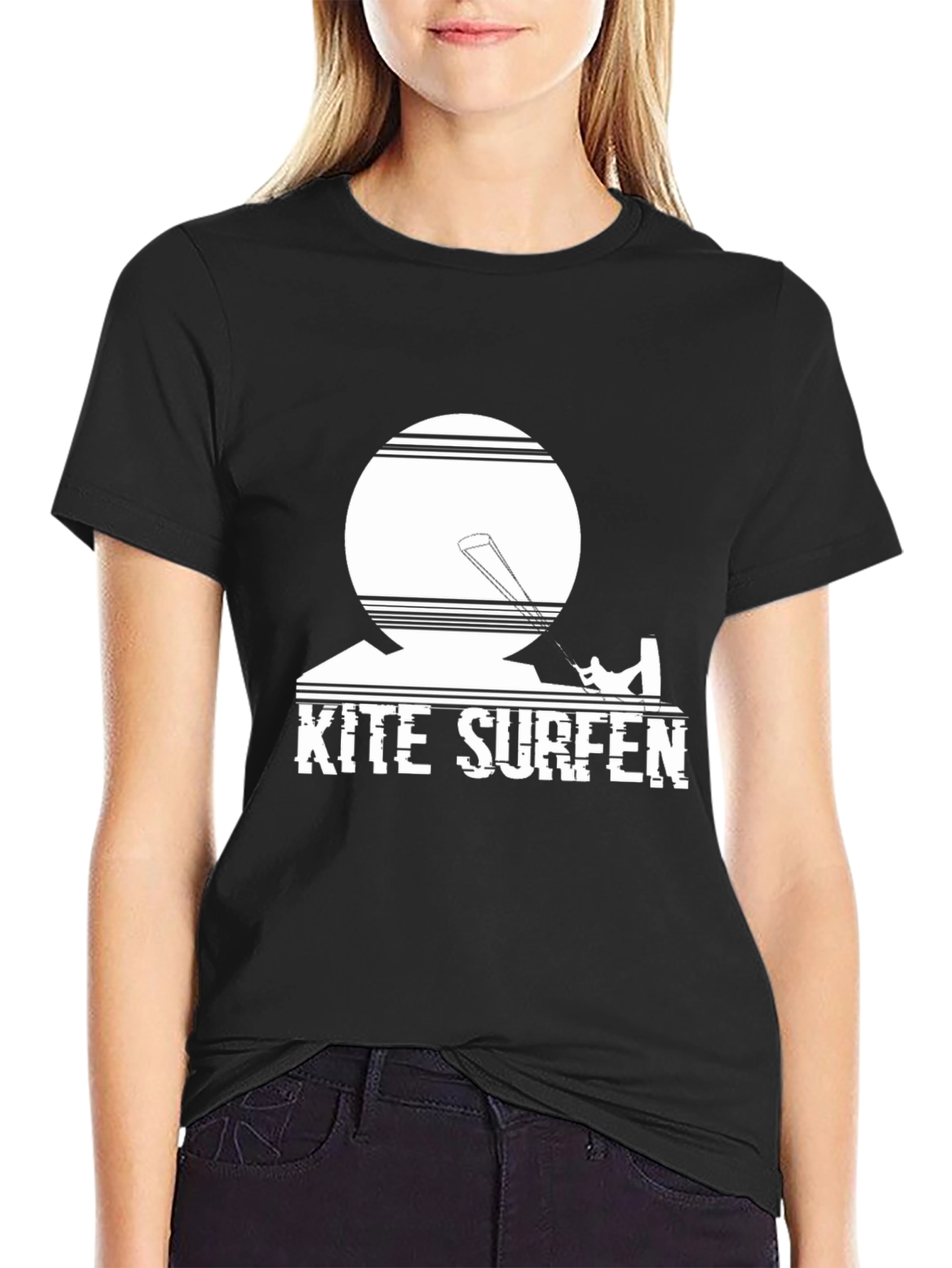 Kite Surfen Black Graphic Tee