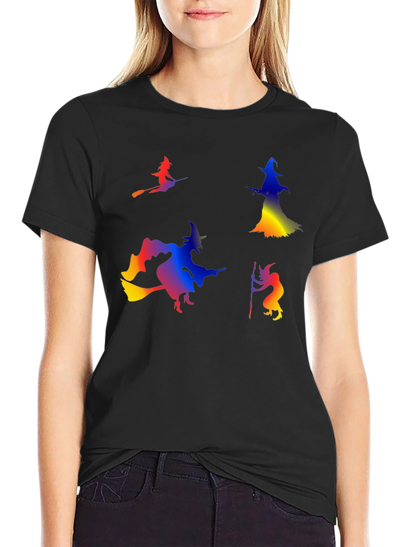 Halloween Witches Graphic Tee - Black