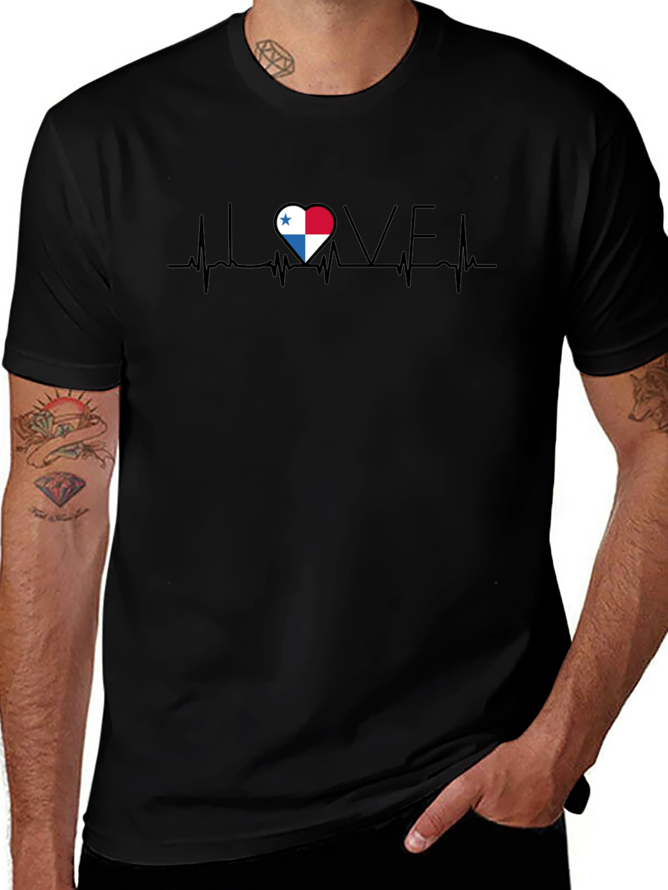Panama Flag Heartbeat T-Shirt - Show Your Love!