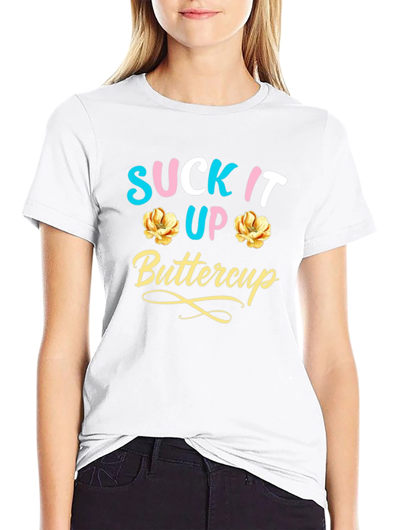 Suck It Up Buttercup Graphic Tee - Black Cotton