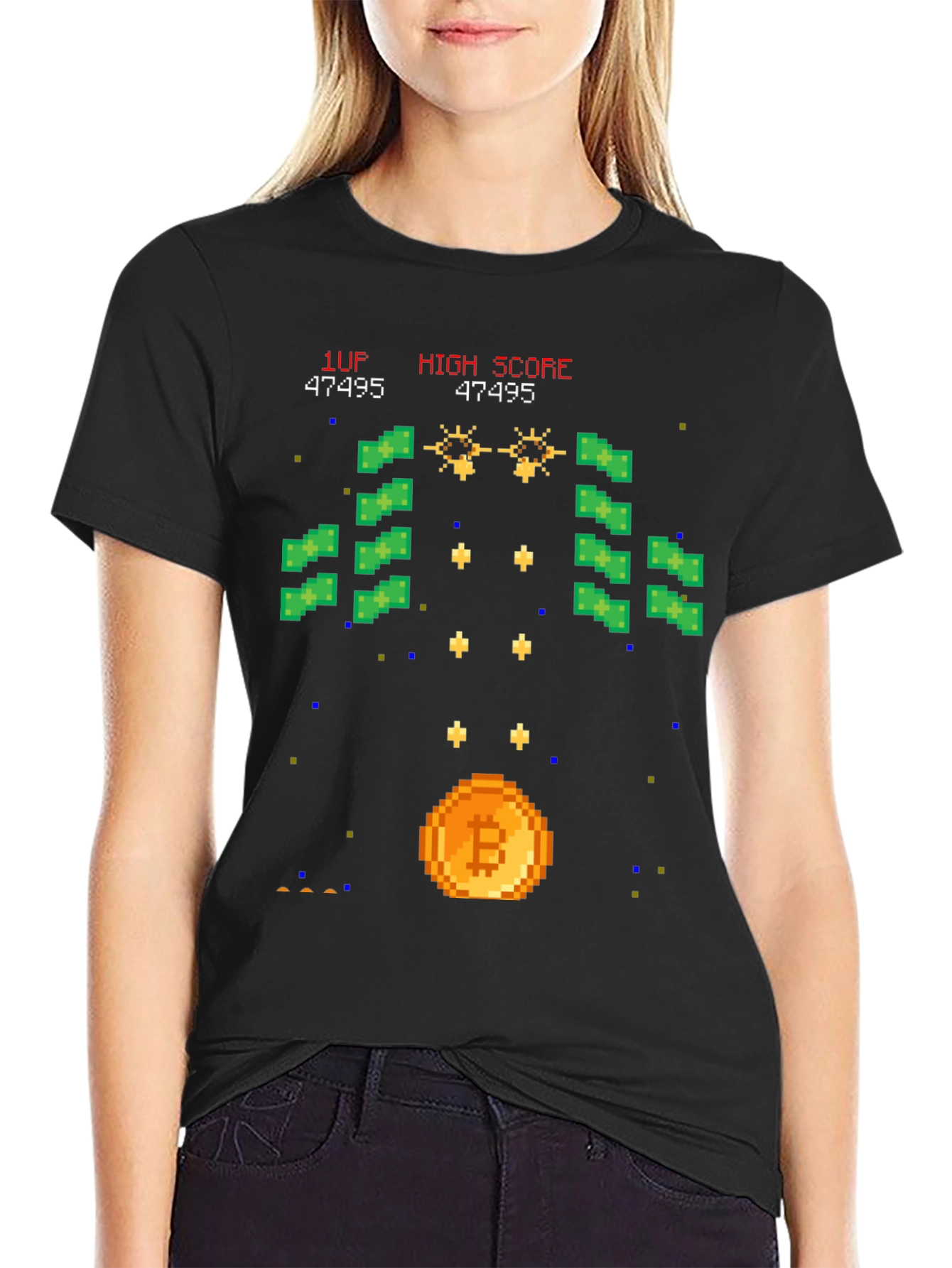 Bitcoin Arcade T-Shirt - Crypto Gamer Style