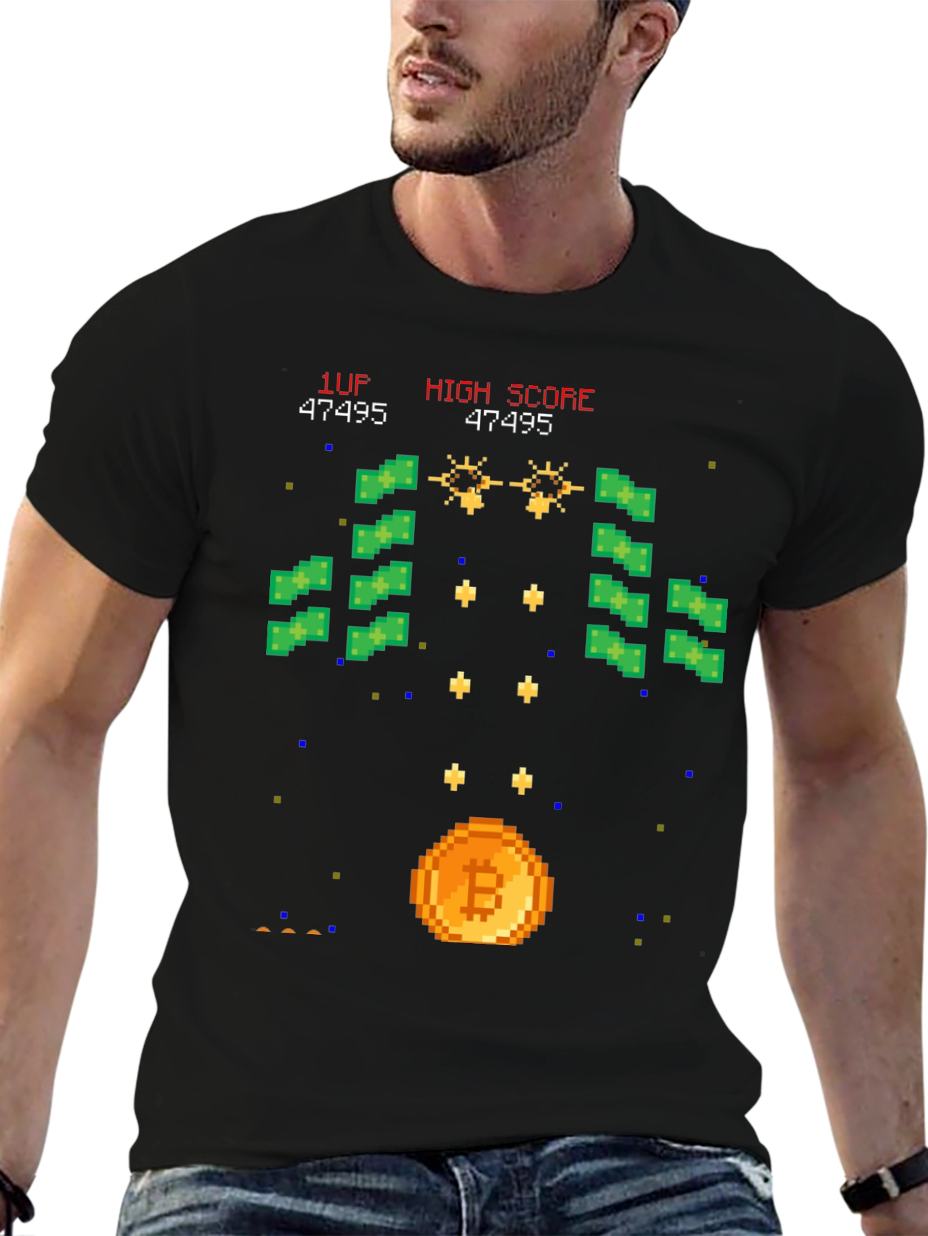 Bitcoin Arcade T-Shirt - Crypto Gamer Style