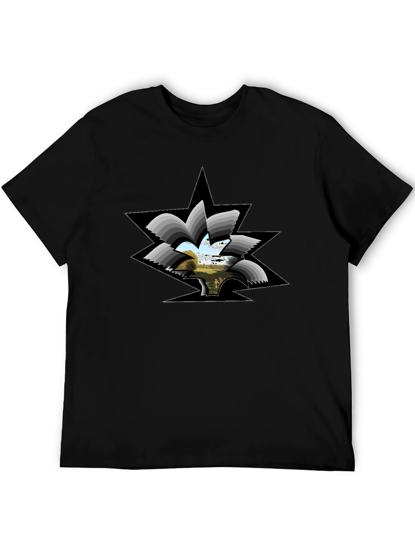 Abstract Landscape Graphic Black Tee