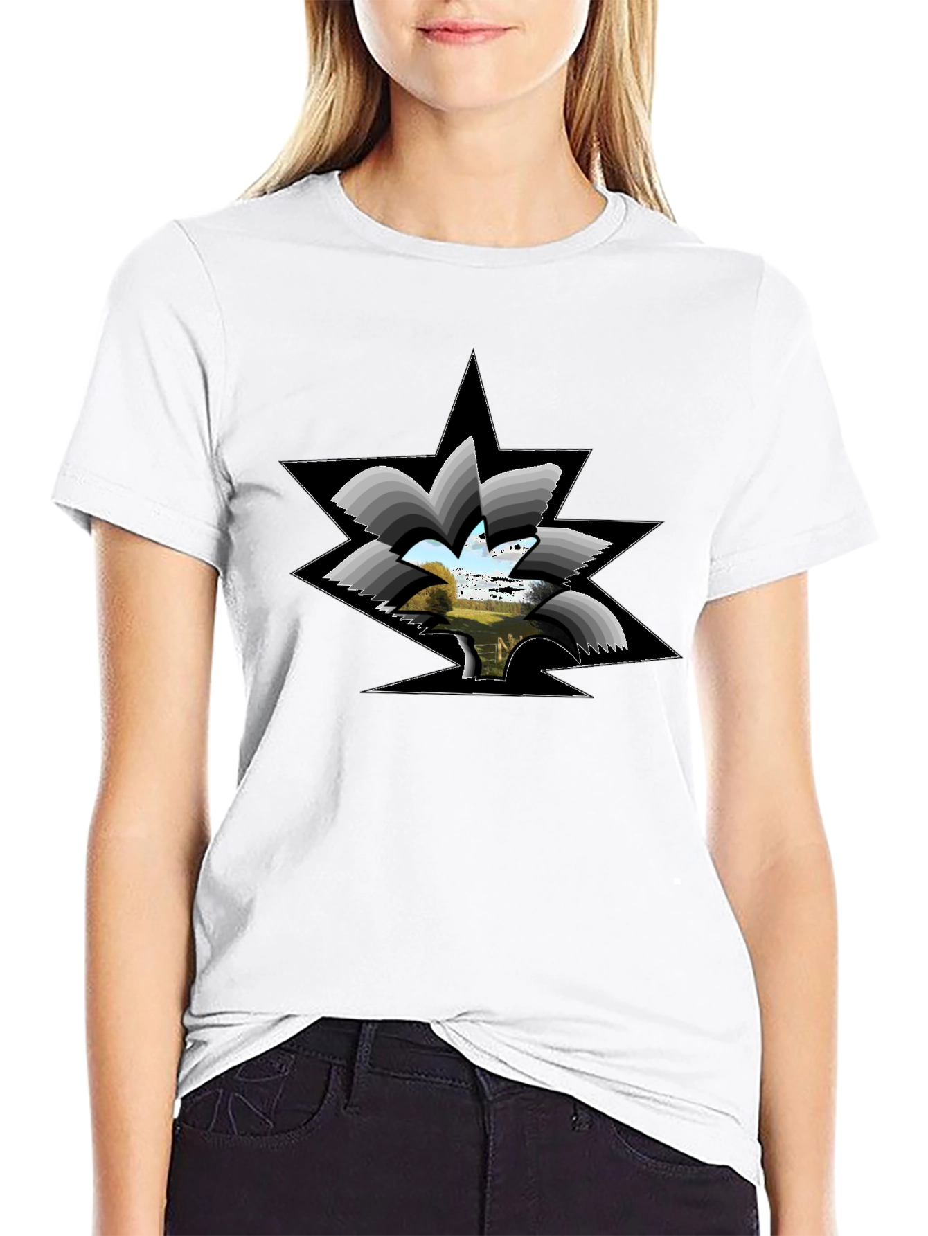 Abstract Landscape Graphic Black Tee
