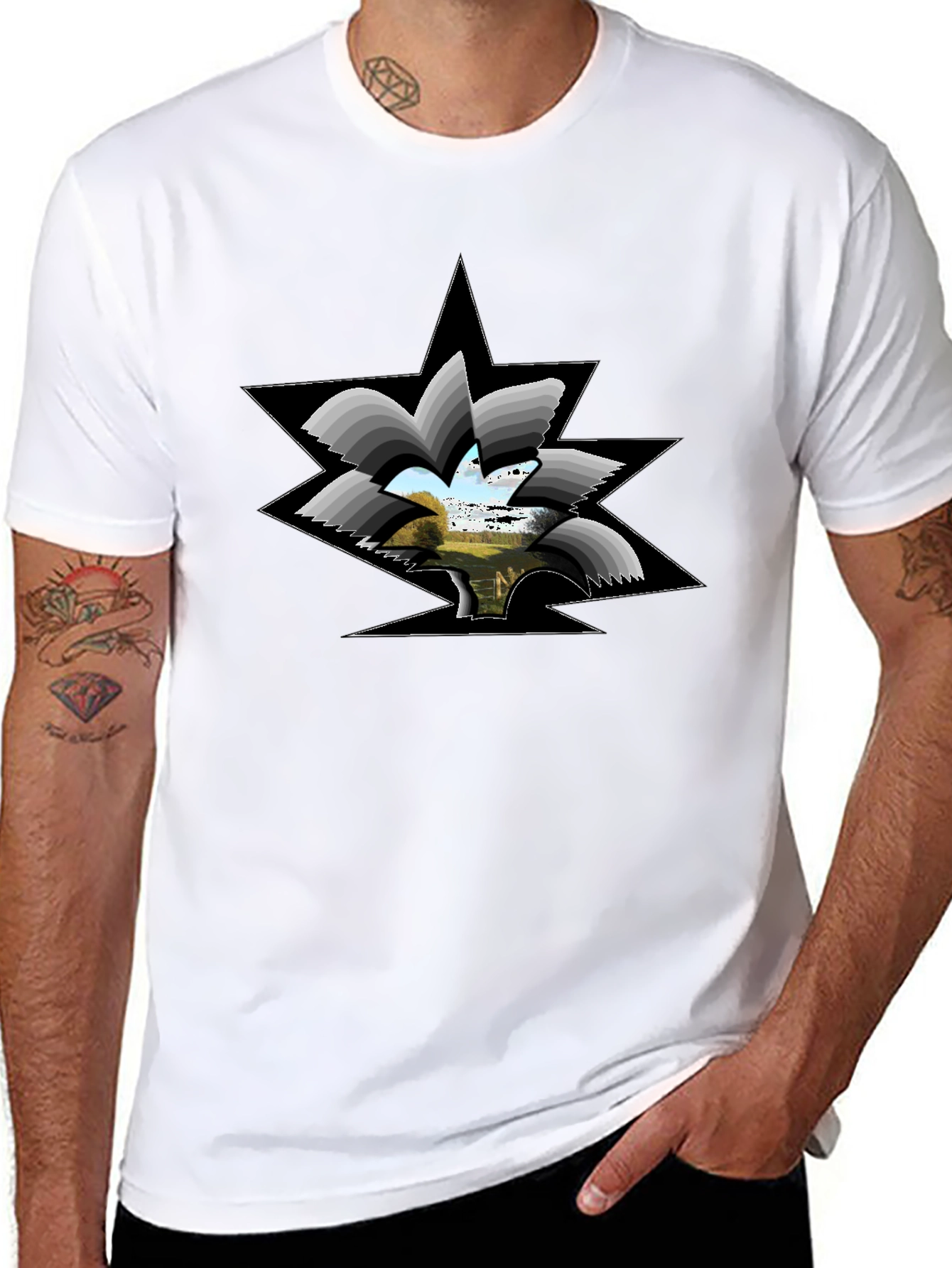Abstract Landscape Graphic Black Tee
