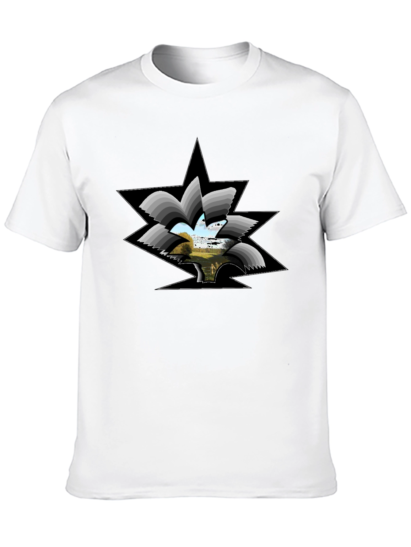 Abstract Landscape Graphic Black Tee