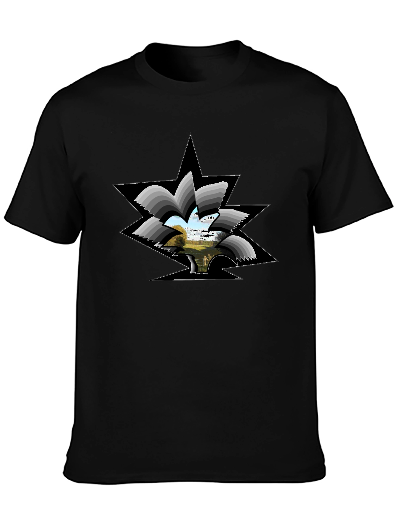 Abstract Landscape Graphic Black Tee