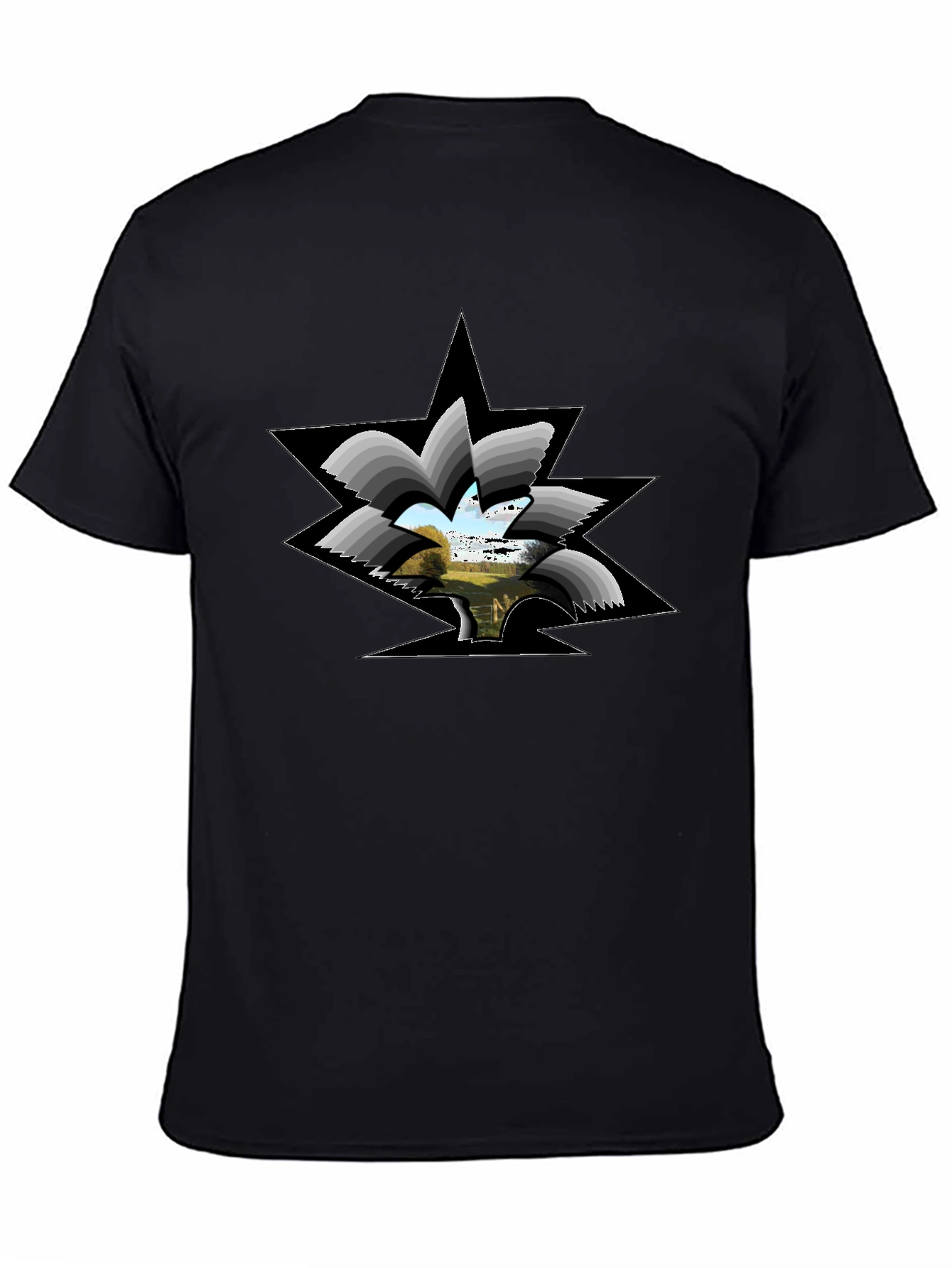 Abstract Landscape Graphic Black Tee