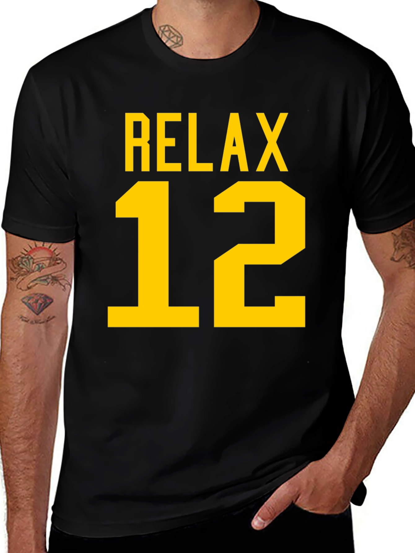 Relax 12 T-Shirt - Black & Gold Casual Wear