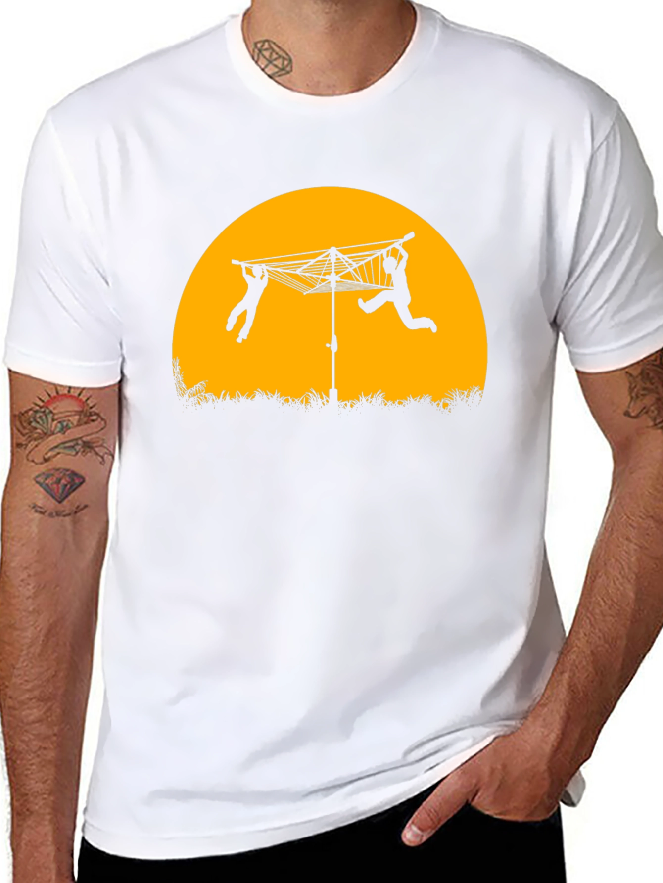 Laundry Day T-Shirt - Clothesline Sillhouette Tee