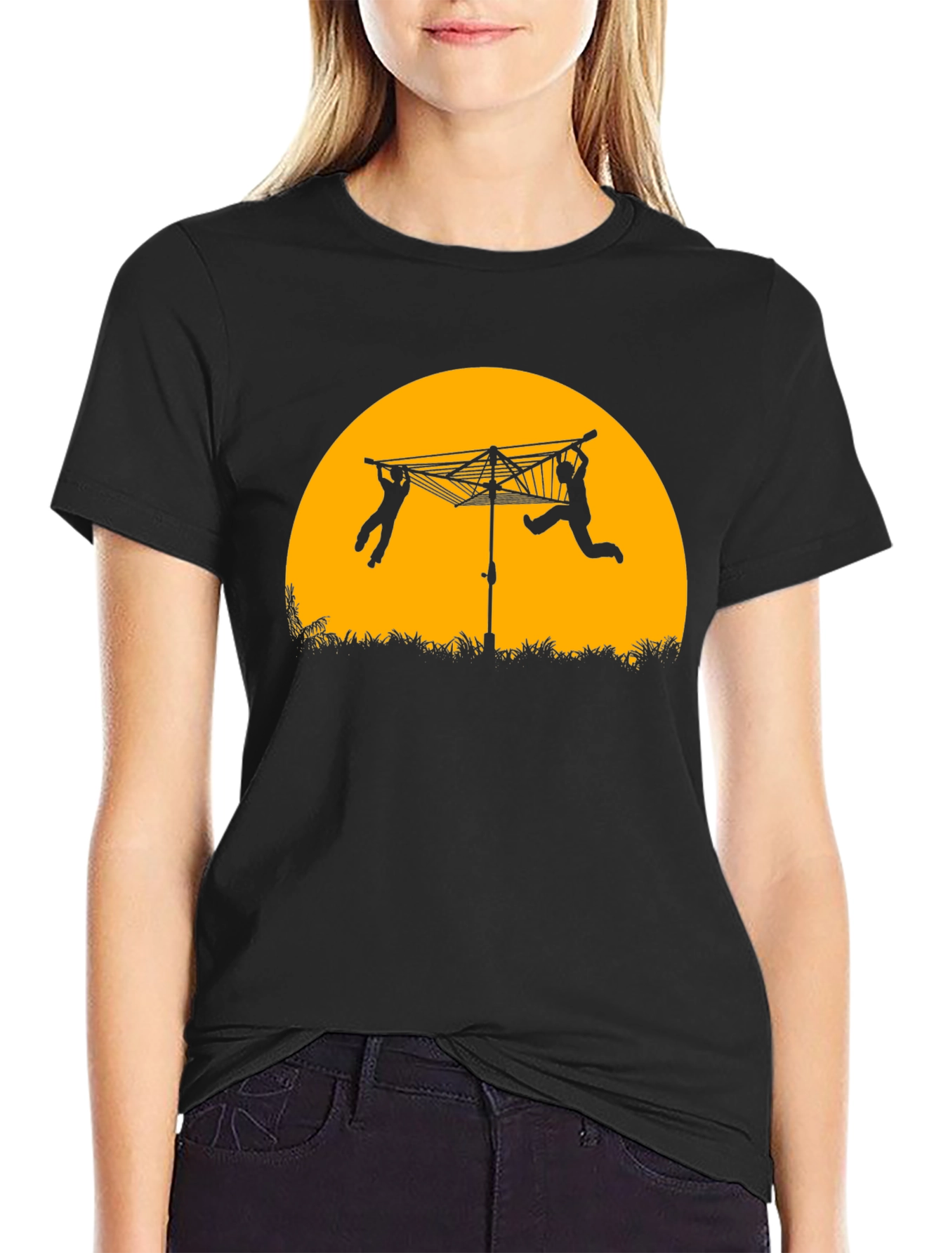 Laundry Day T-Shirt - Clothesline Sillhouette Tee