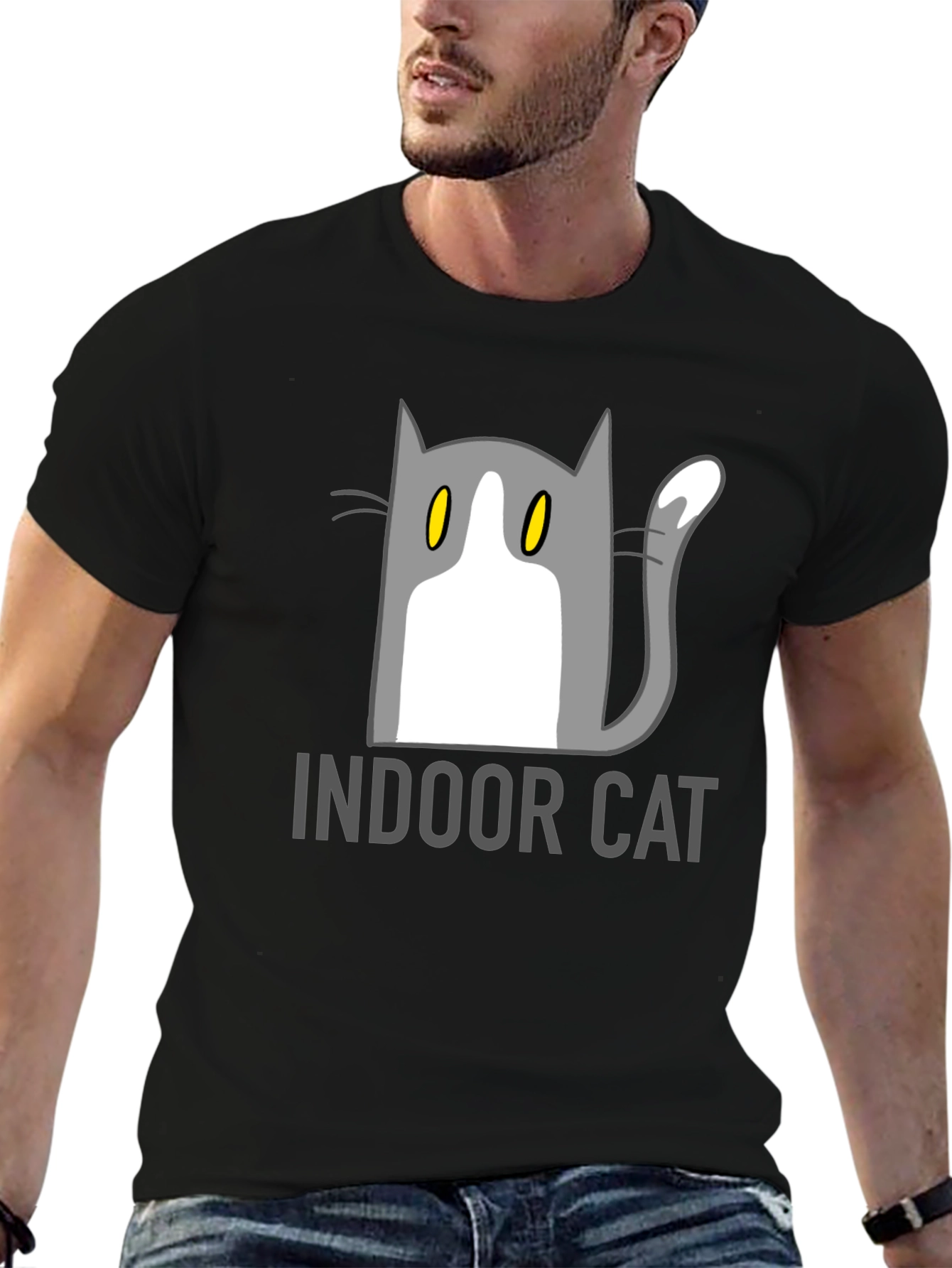 Indoor Cat Graphic T-Shirt - Unisex Black Tee