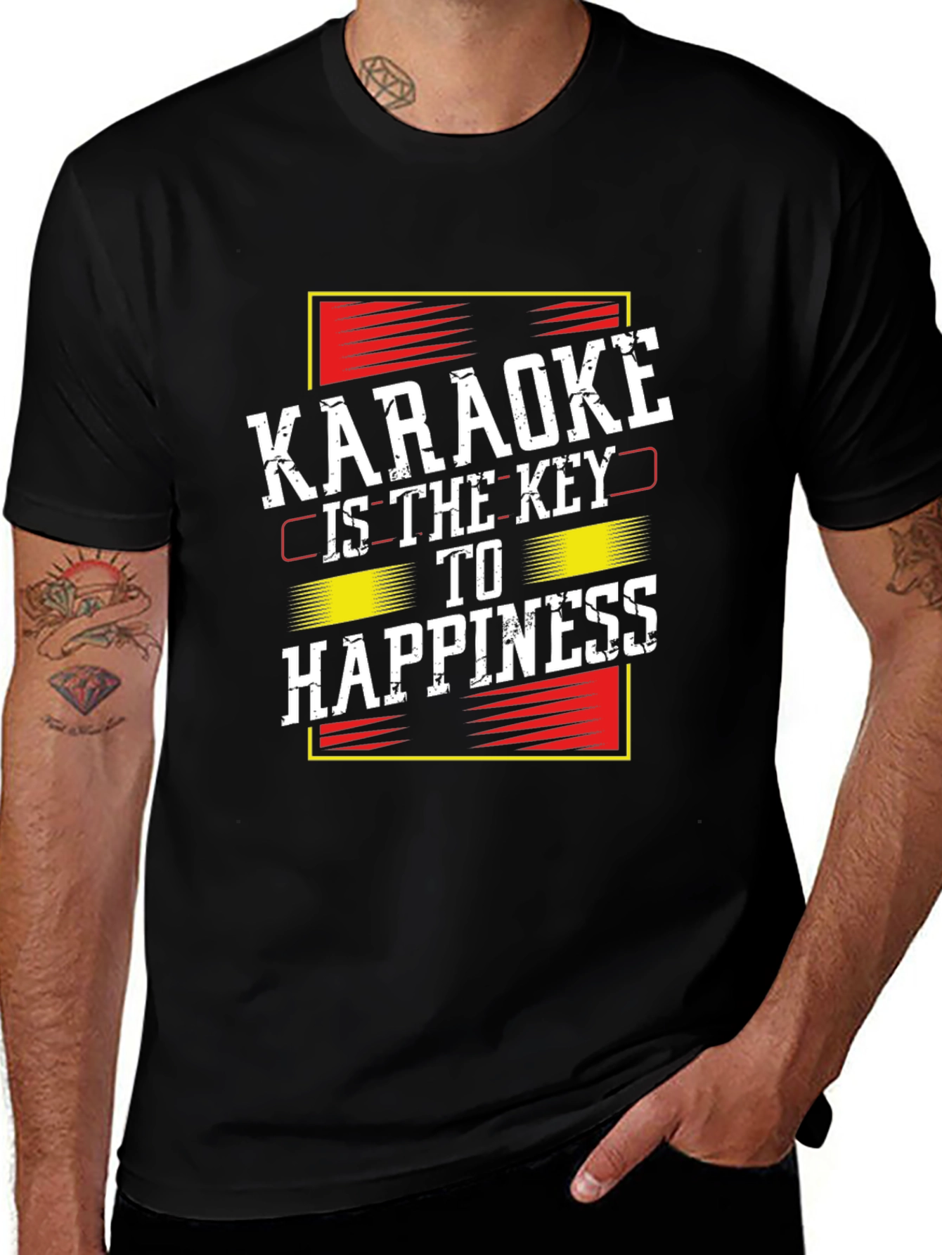 Karaoke is the Key to Happiness Black T-Shirt