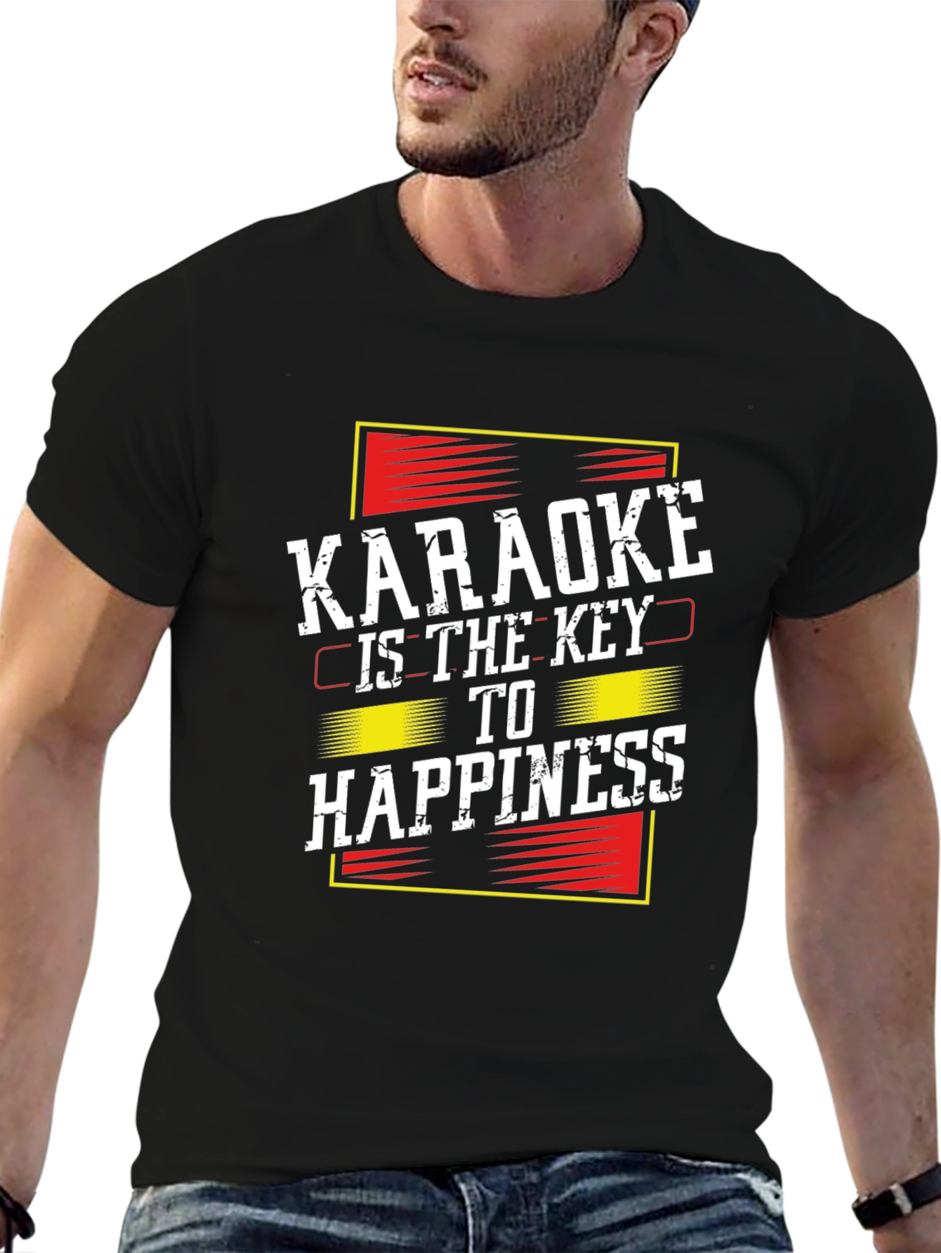 Karaoke is the Key to Happiness Black T-Shirt