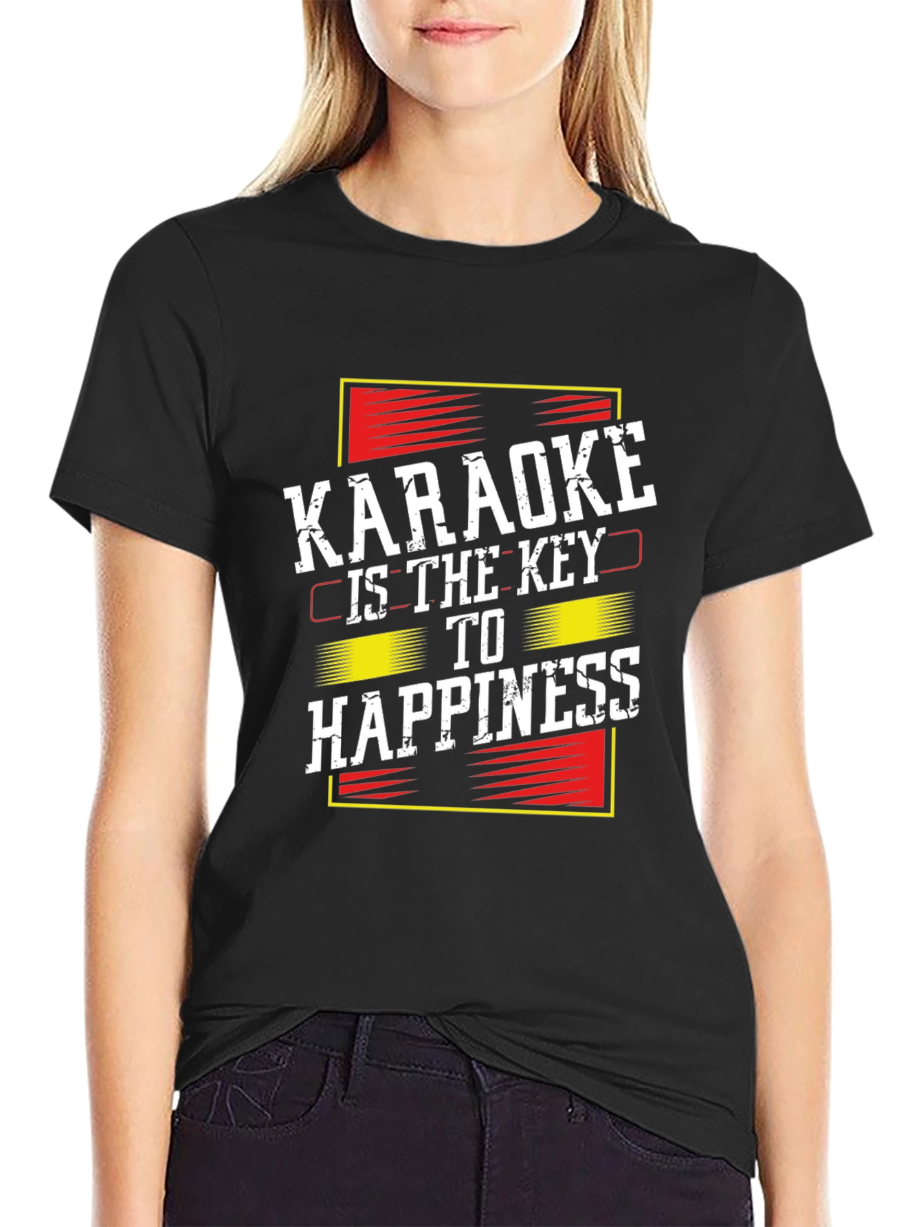 Karaoke is the Key to Happiness Black T-Shirt
