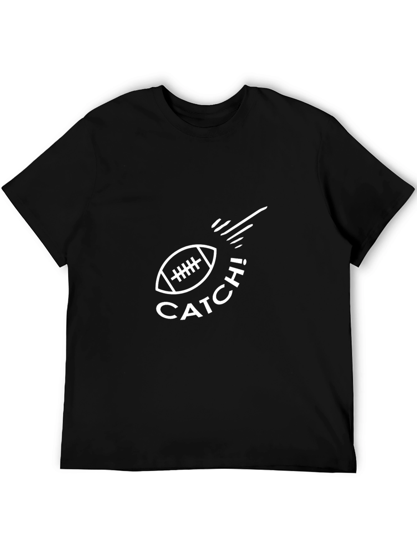 Catch! Football Graphic Black T-Shirt