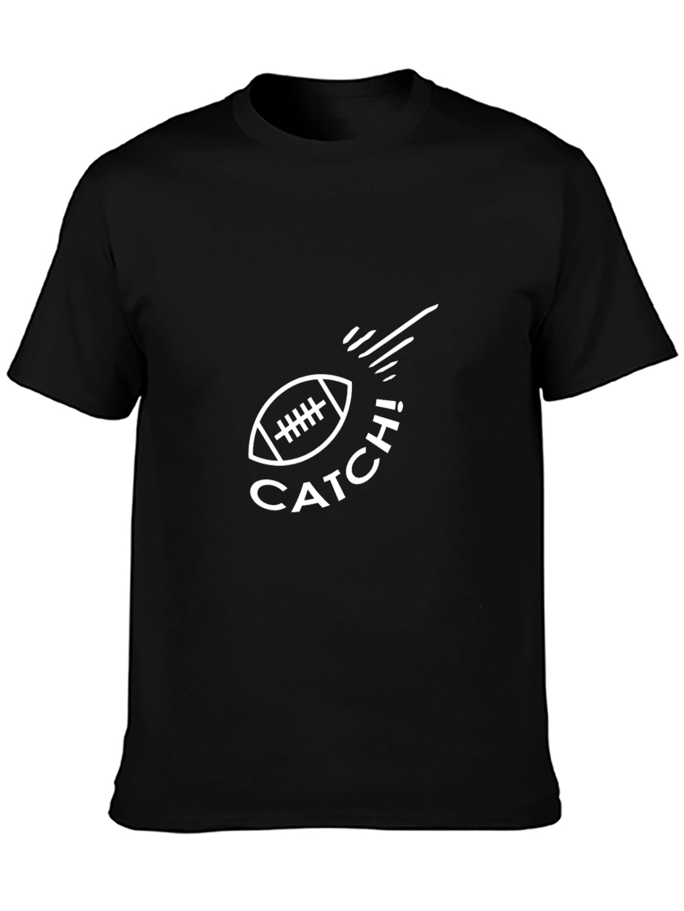 Catch! Football Graphic Black T-Shirt