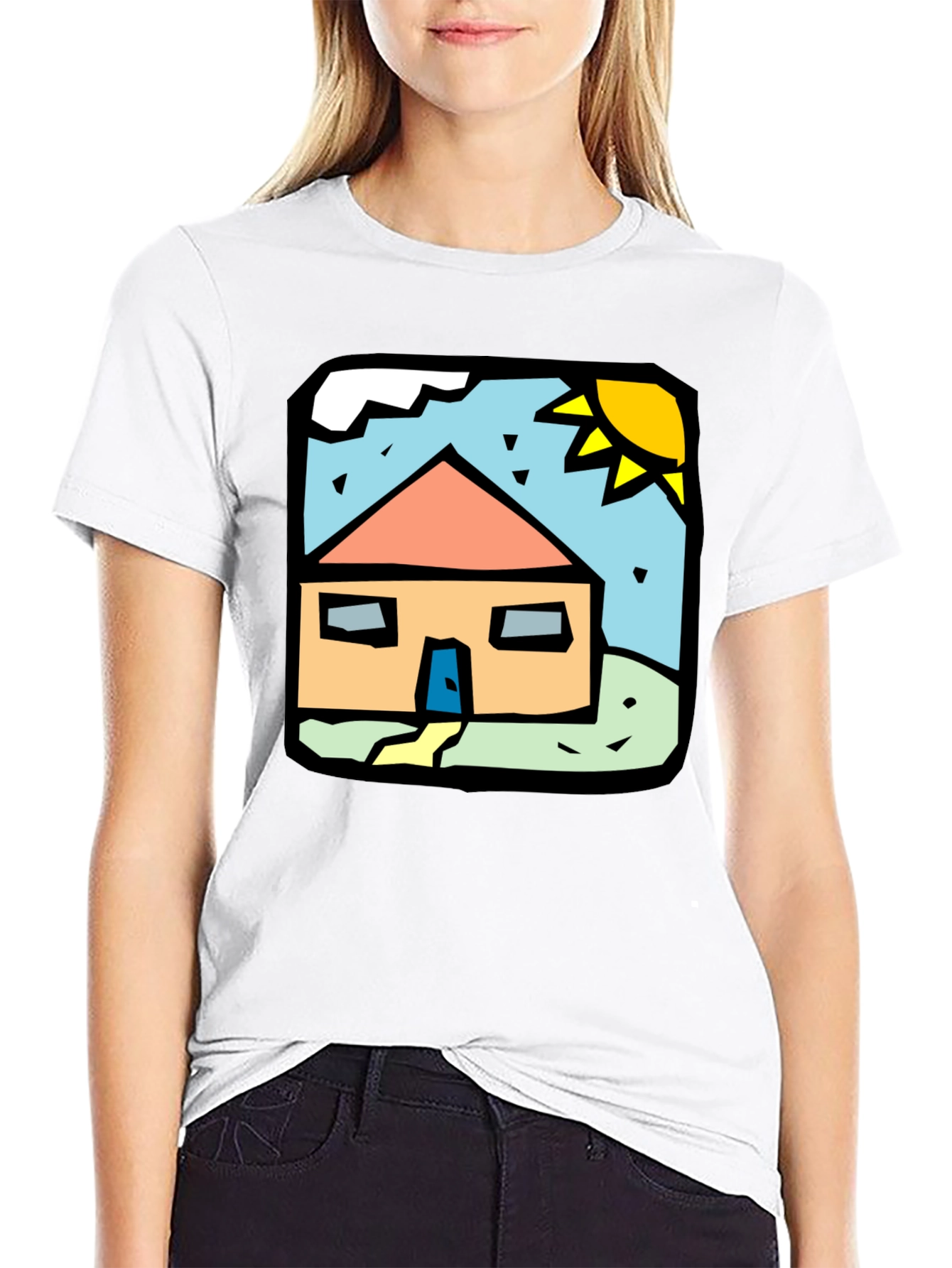 House Graphic T-Shirt - Black Cotton Tee