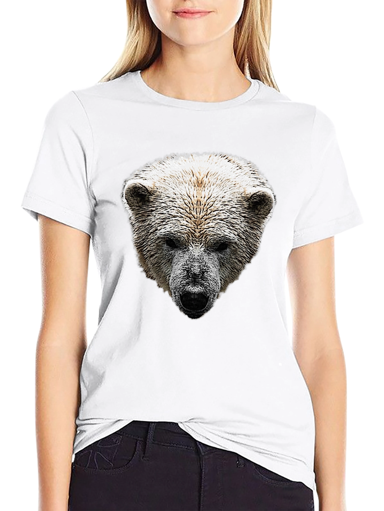 Bear Graphic Print Crew Neck T-Shirt