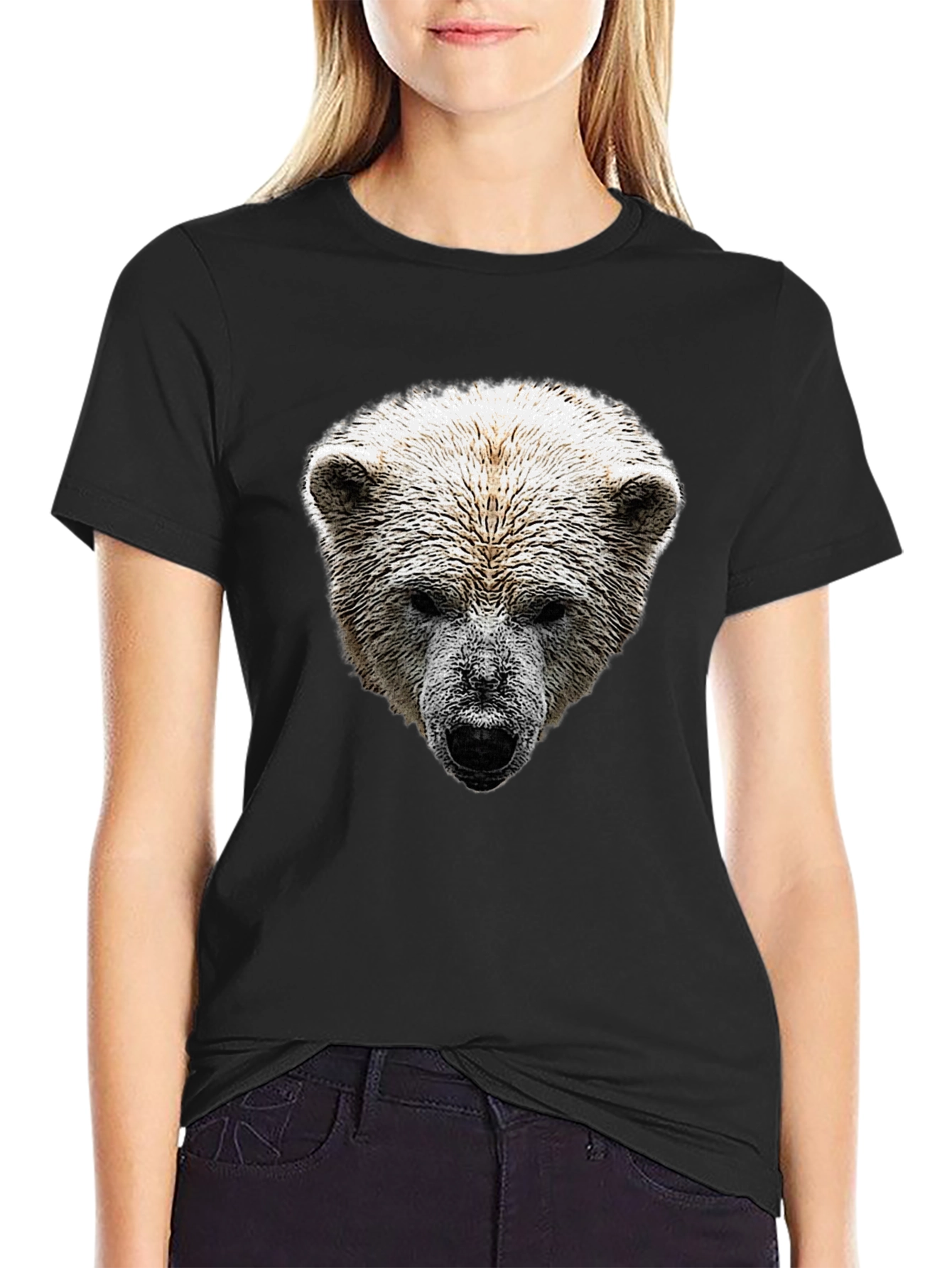 Bear Graphic Print Crew Neck T-Shirt