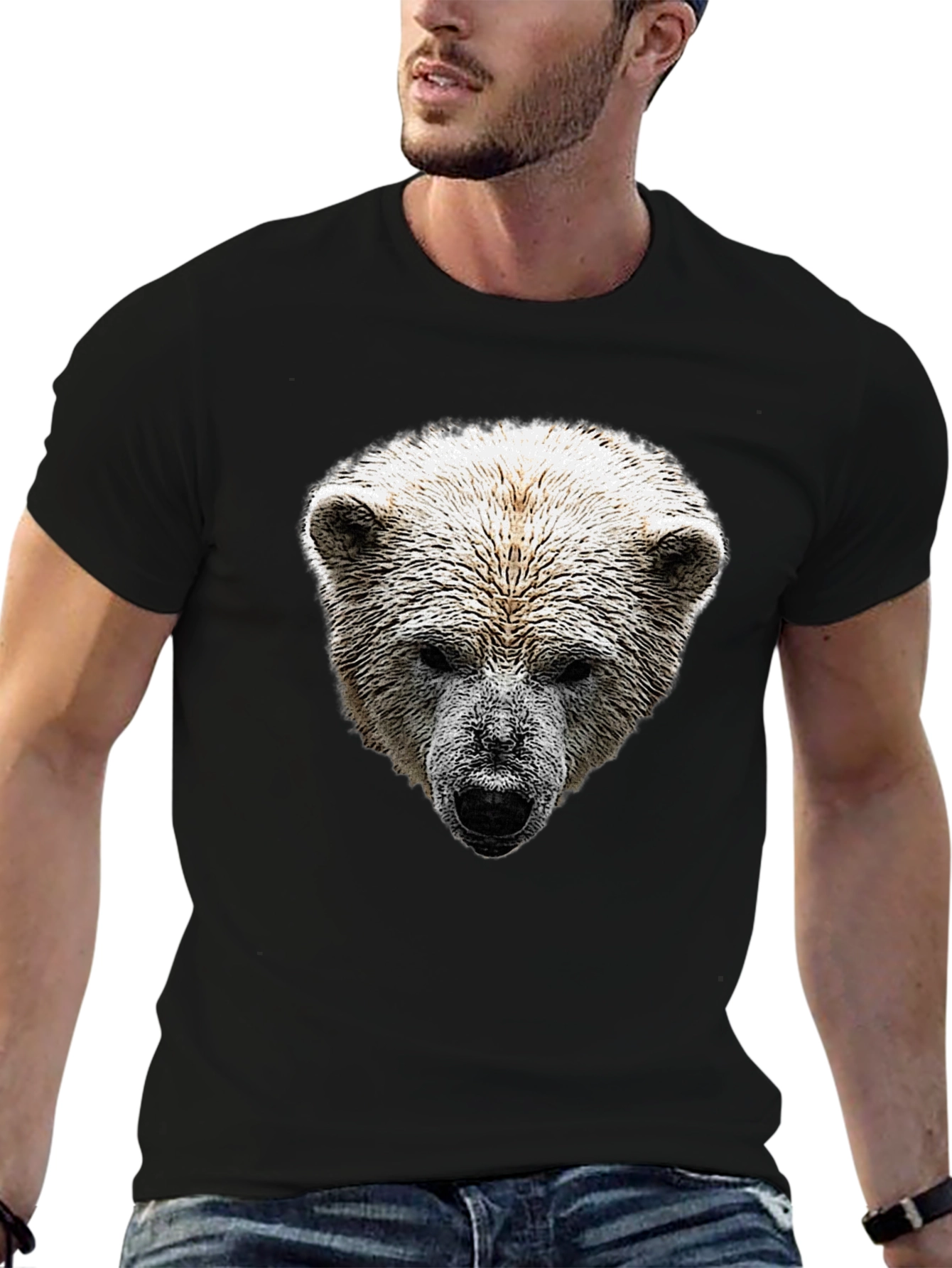 Bear Graphic Print Crew Neck T-Shirt