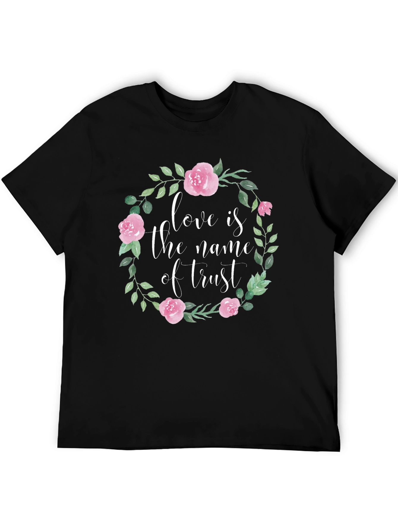 Floral Love & Trust Graphic T-Shirt - Black