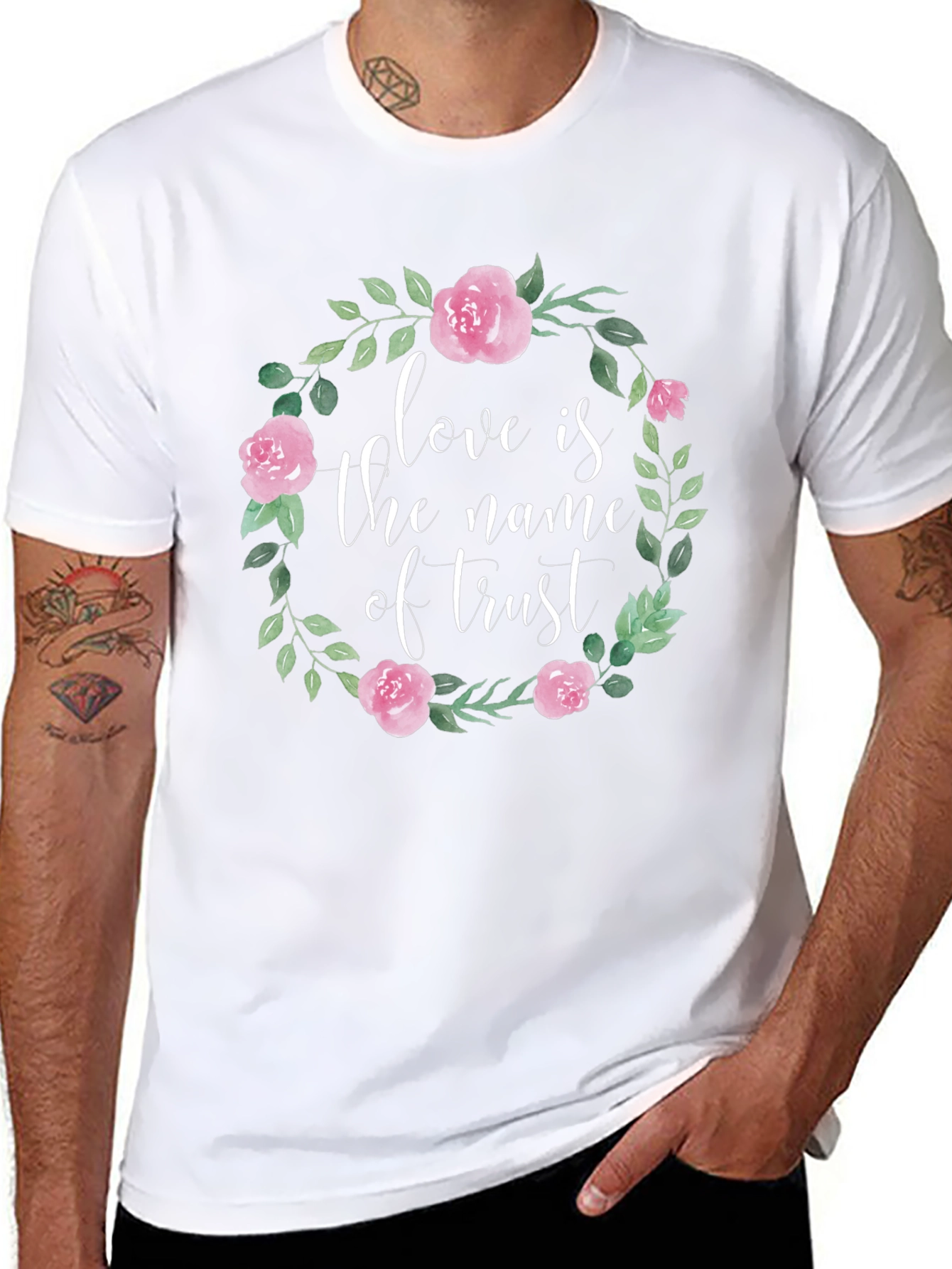 Floral Love & Trust Graphic T-Shirt - Black