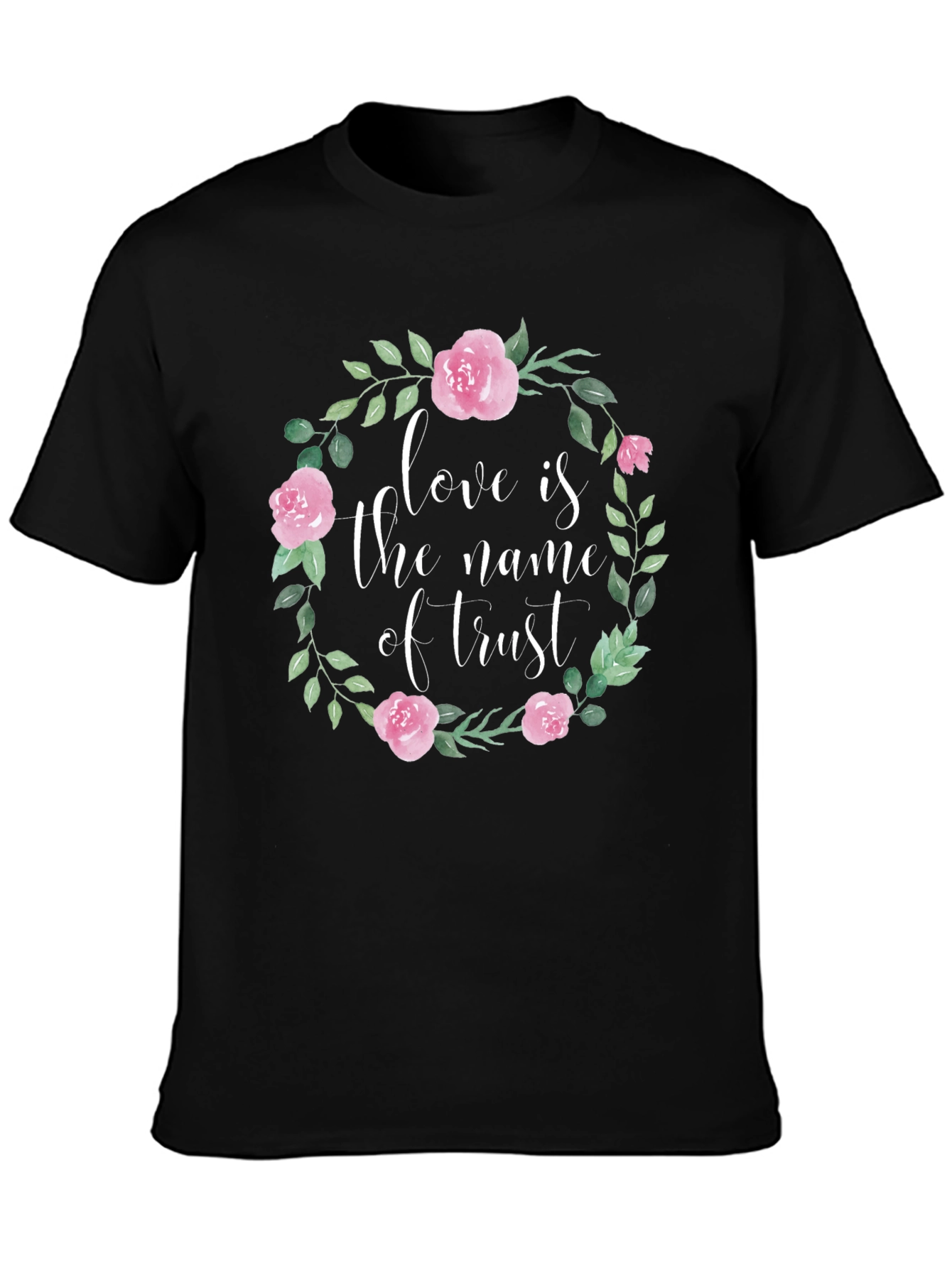 Floral Love & Trust Graphic T-Shirt - Black