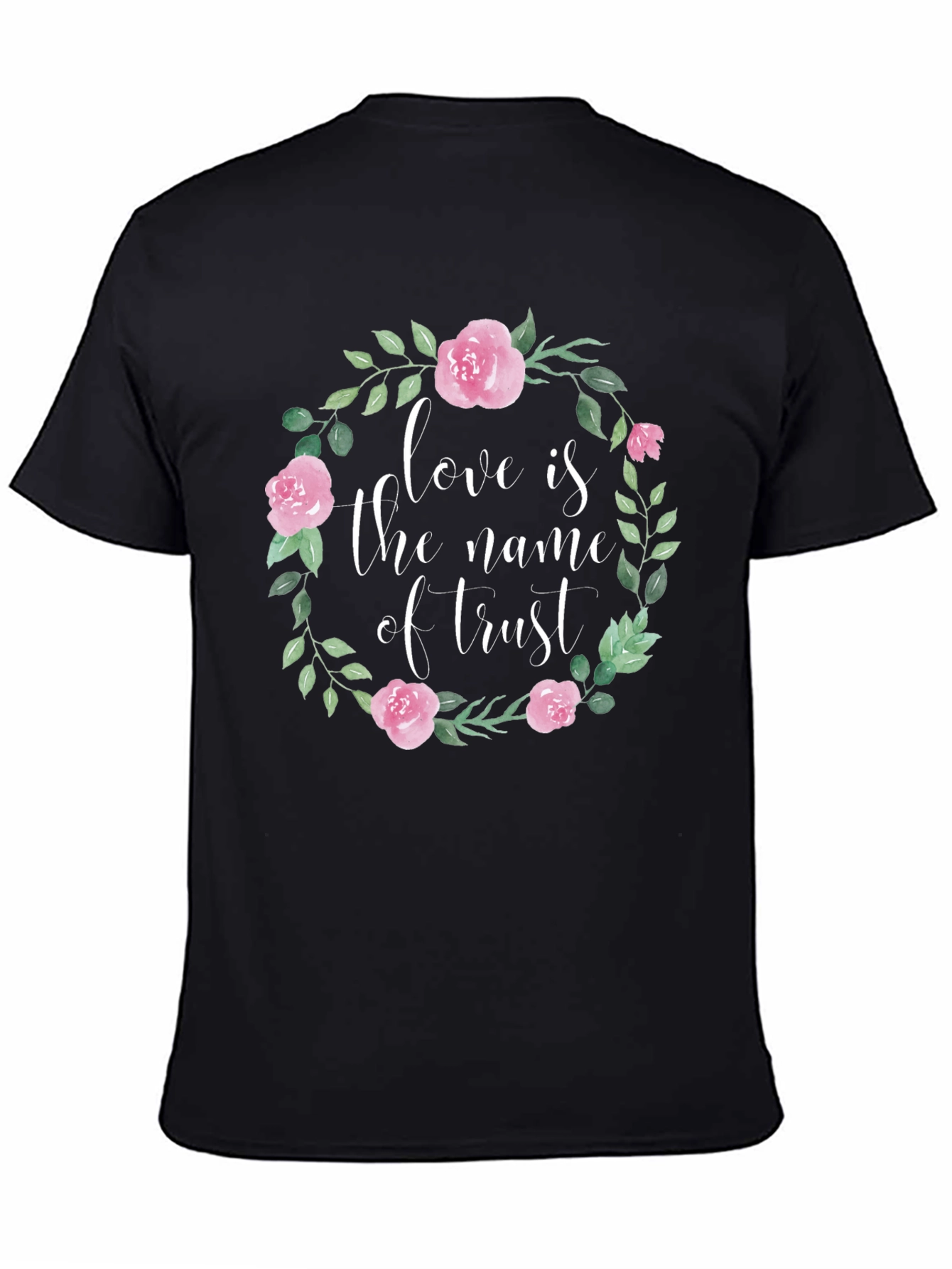 Floral Love & Trust Graphic T-Shirt - Black