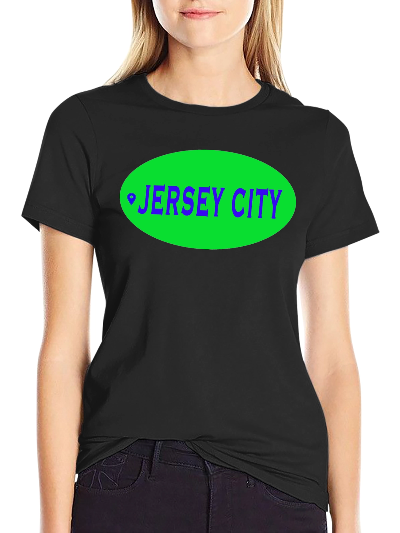 Jersey City T-Shirt - Green Oval Design