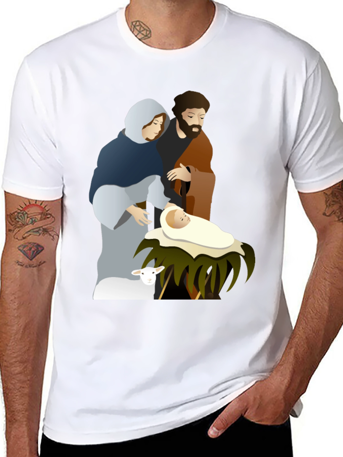 Nativity Scene Graphic Tee - Classic Holiday Shirt