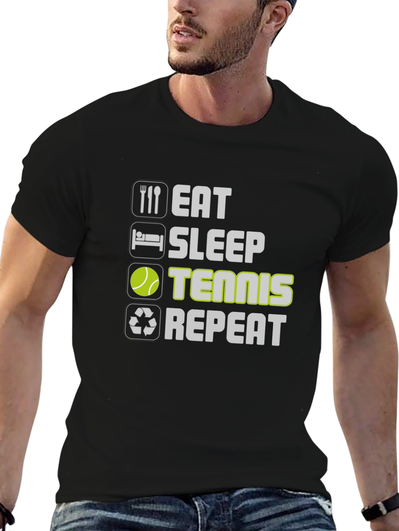 Eat Sleep Tennis Repeat Graphic Tee