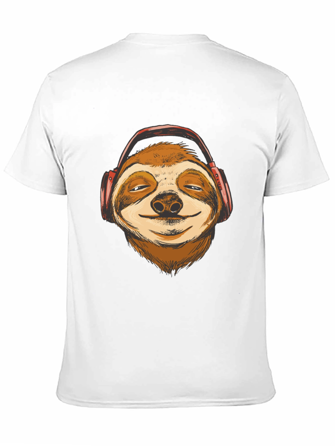 Sloth Headphones Graphic T-Shirt - Relaxed Style