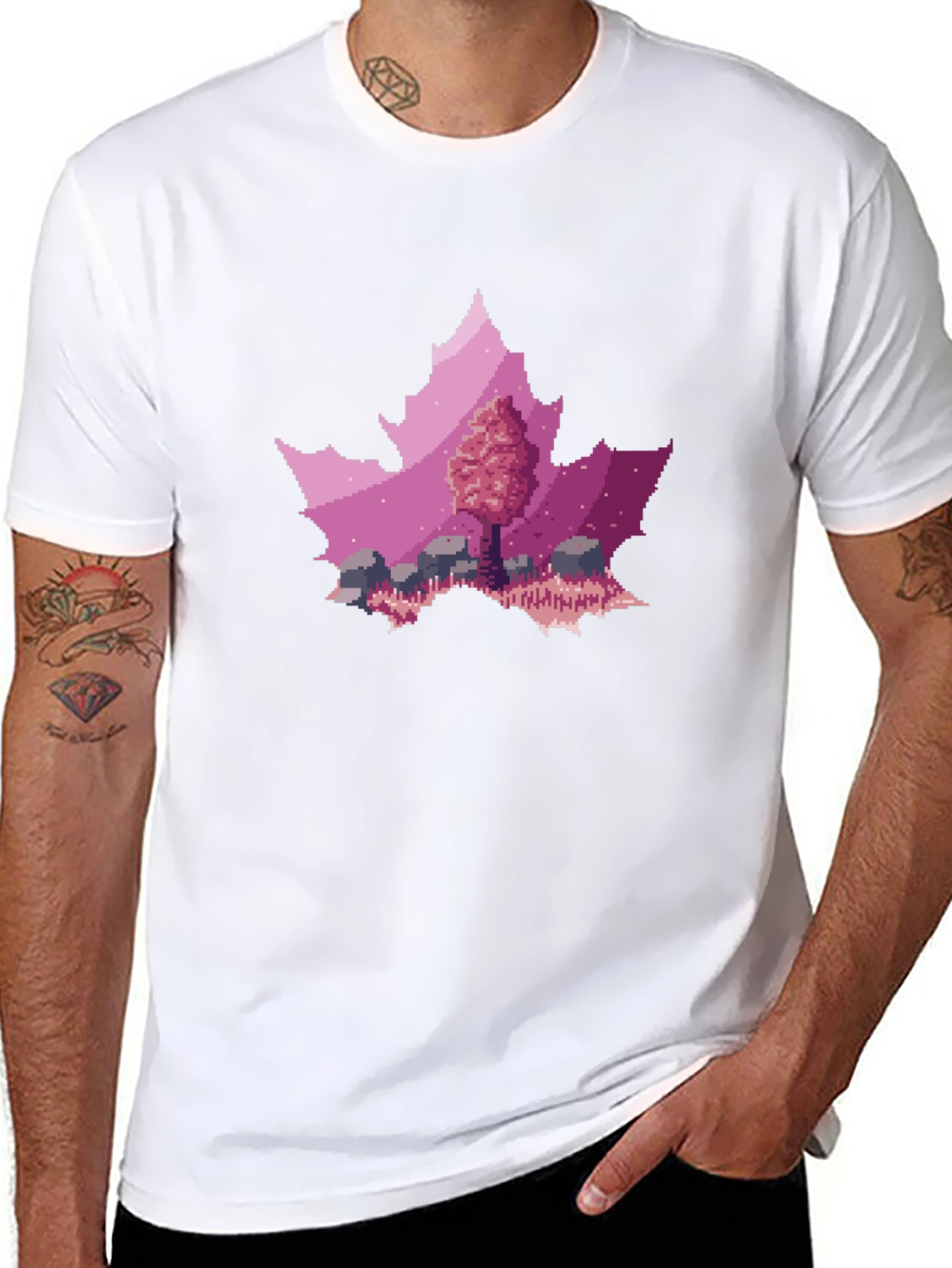 Pixel Art Leaf T-Shirt - Nature Inspired Style