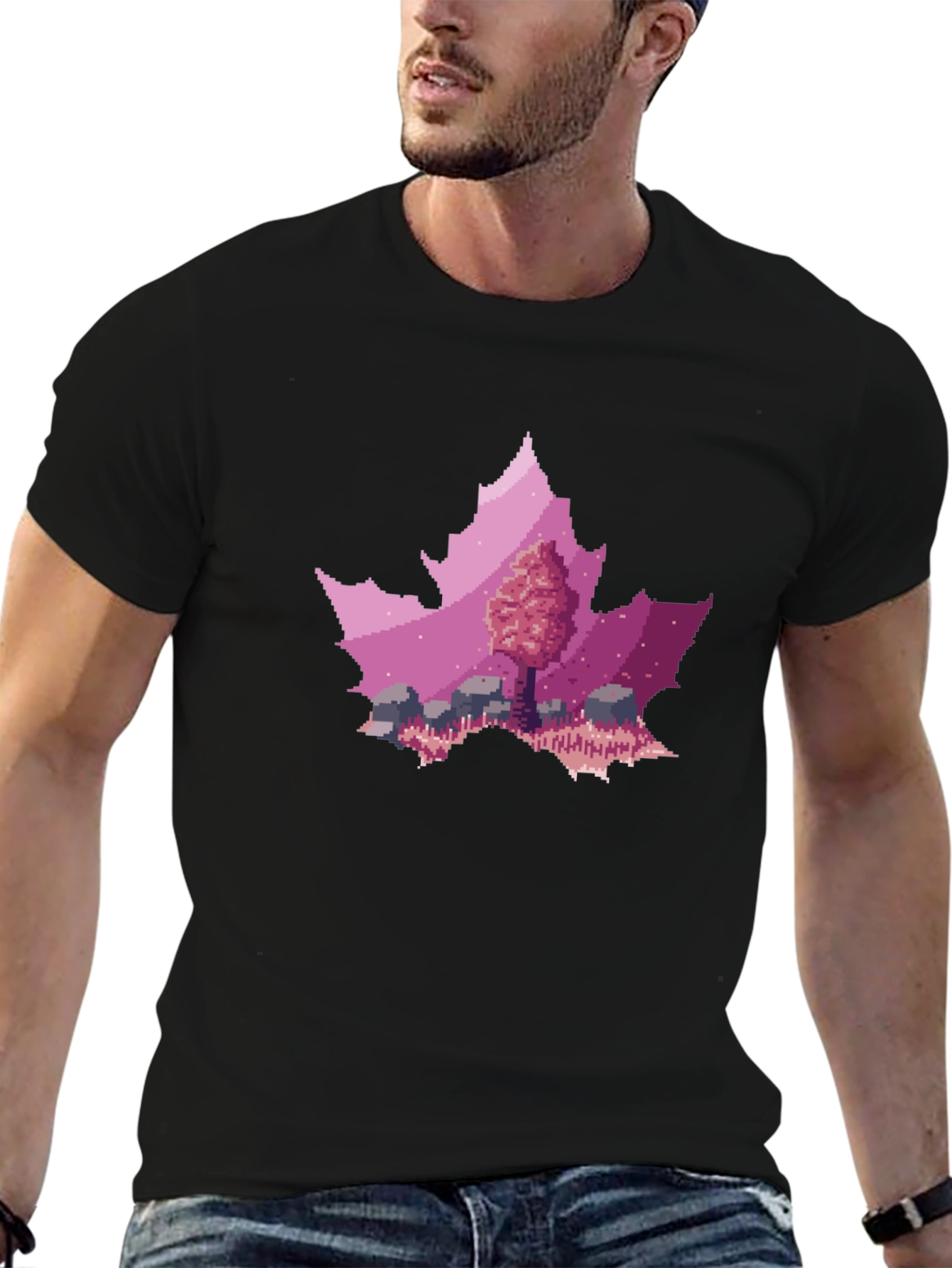 Pixel Art Leaf T-Shirt - Nature Inspired Style