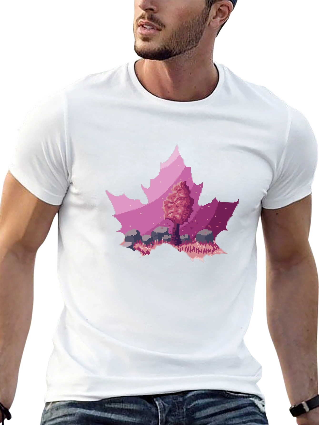 Pixel Art Leaf T-Shirt - Nature Inspired Style