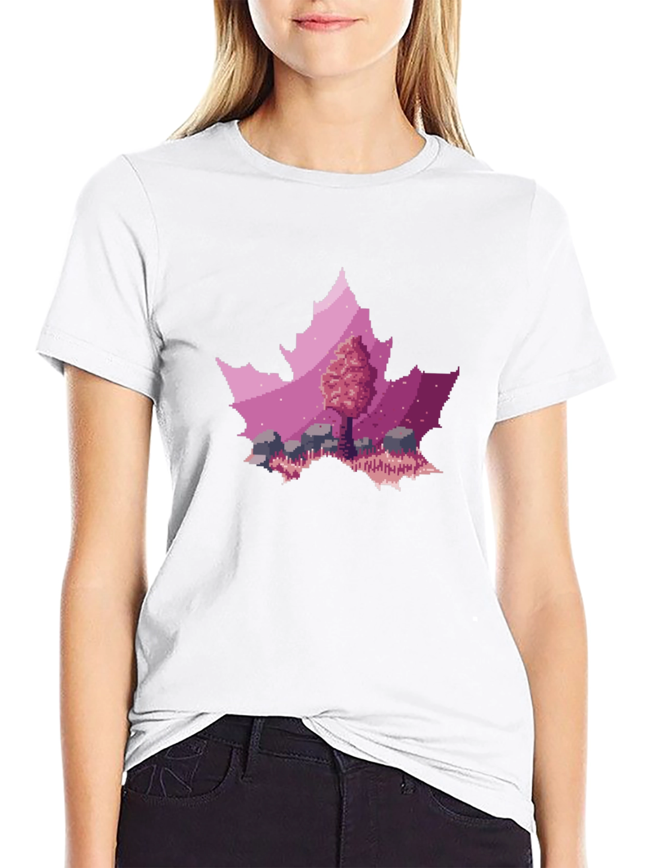 Pixel Art Leaf T-Shirt - Nature Inspired Style