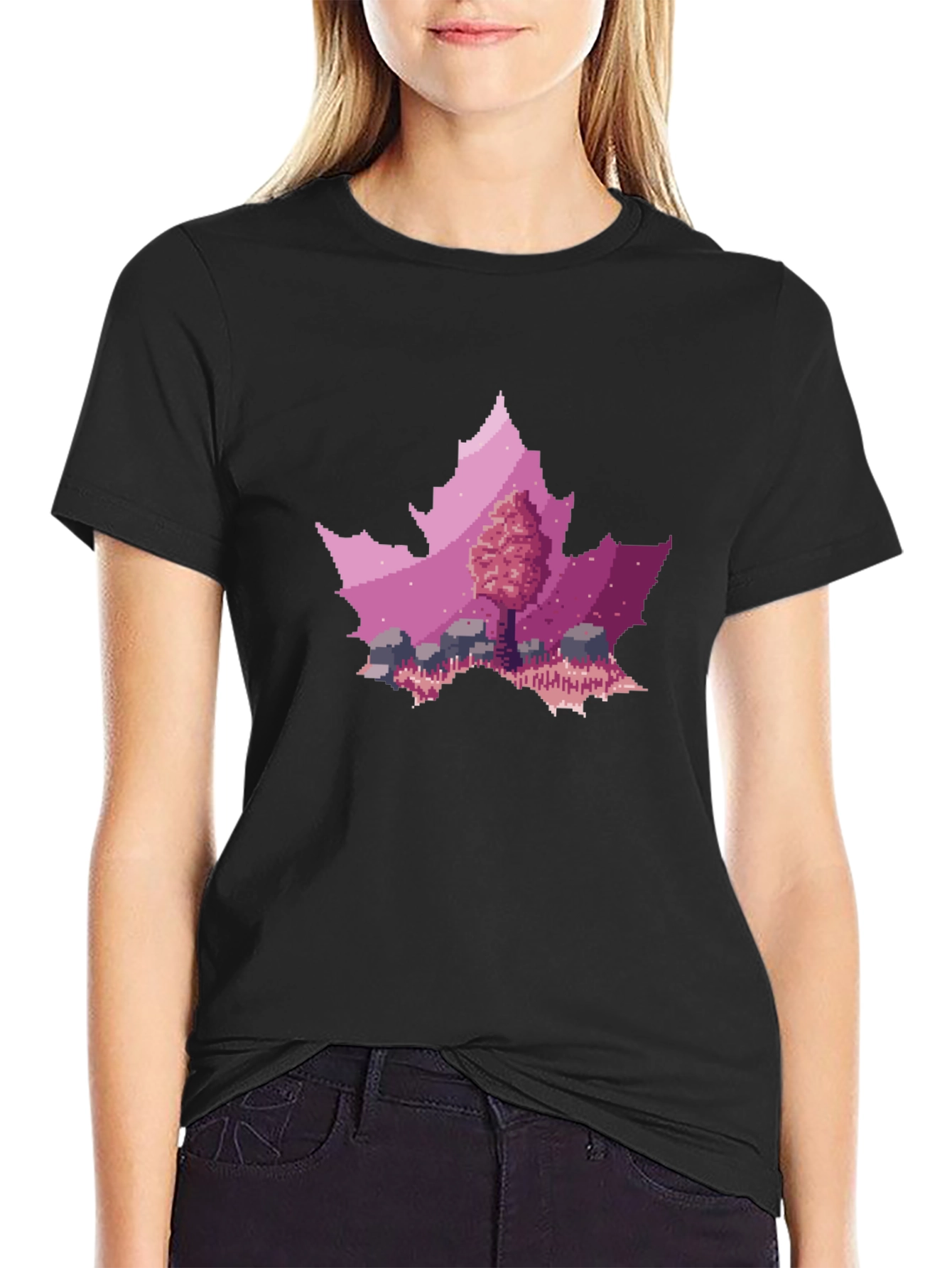 Pixel Art Leaf T-Shirt - Nature Inspired Style