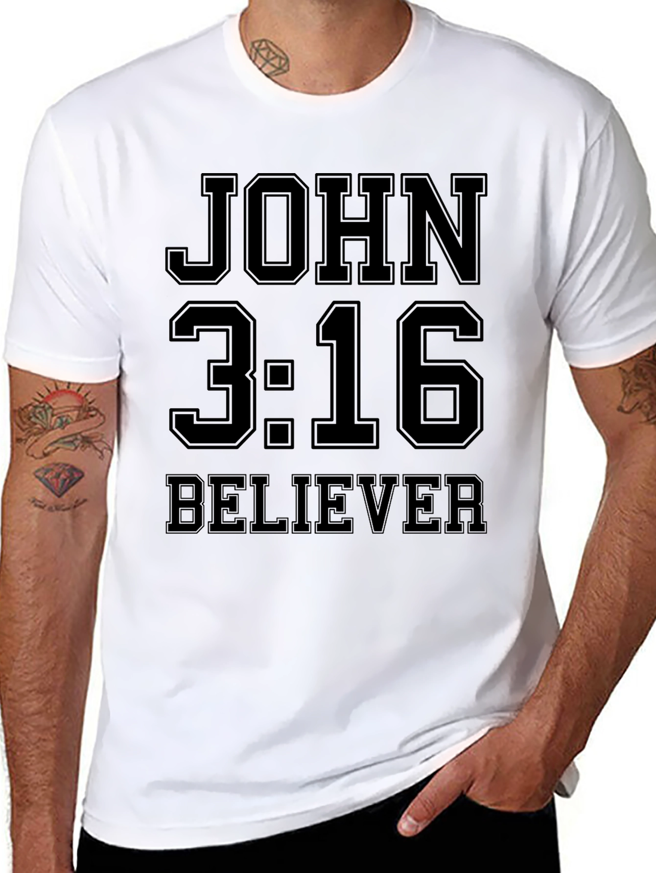 John 3:16 Believer Black T-Shirt