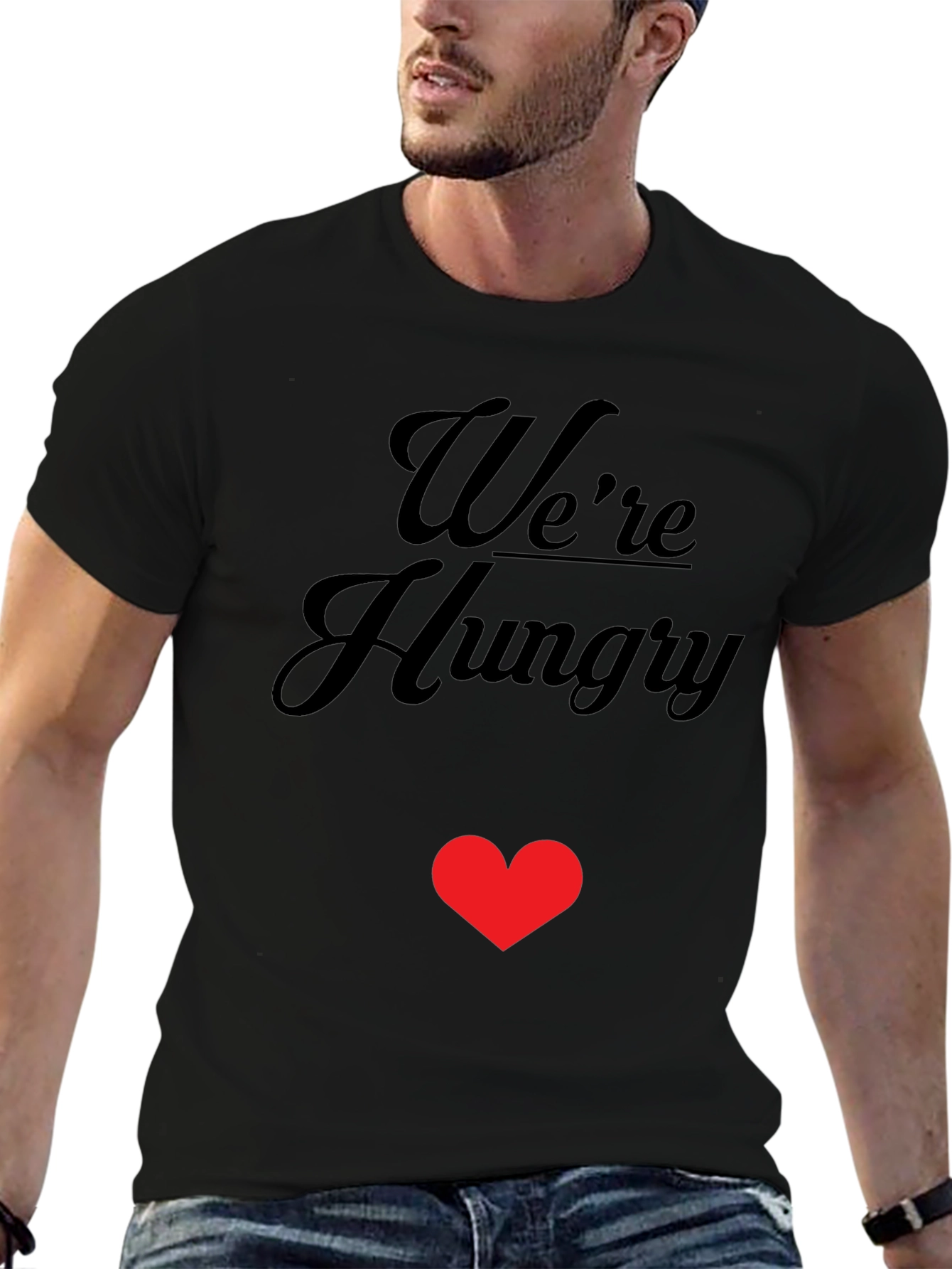 Were Hungry Heart Graphic Tee - Black Casual Shirt