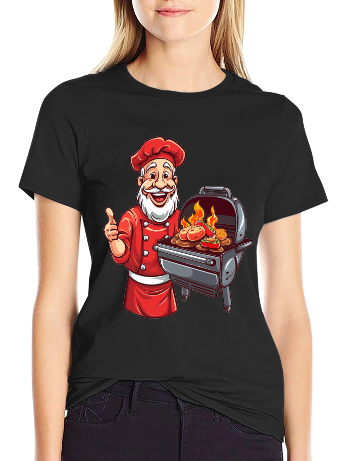 Santa Chef BBQ T-Shirt - Holiday Grill Master Tee