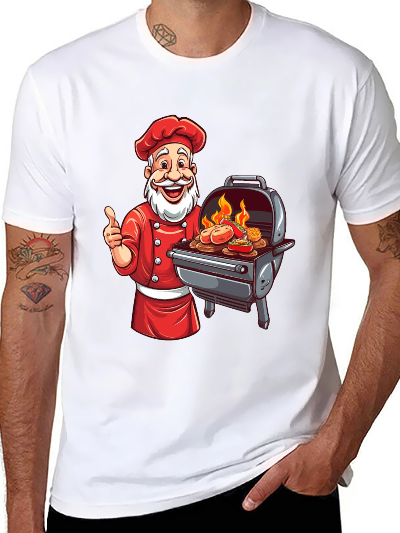 Santa Chef BBQ T-Shirt - Holiday Grill Master Tee