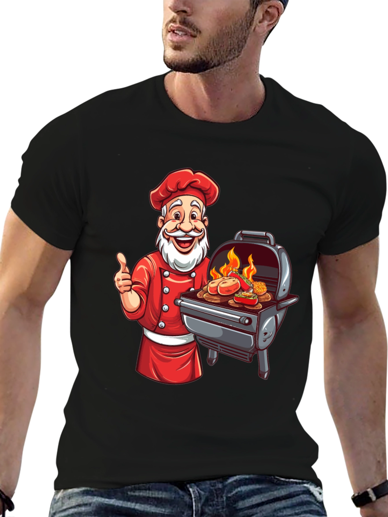 Santa Chef BBQ T-Shirt - Holiday Grill Master Tee