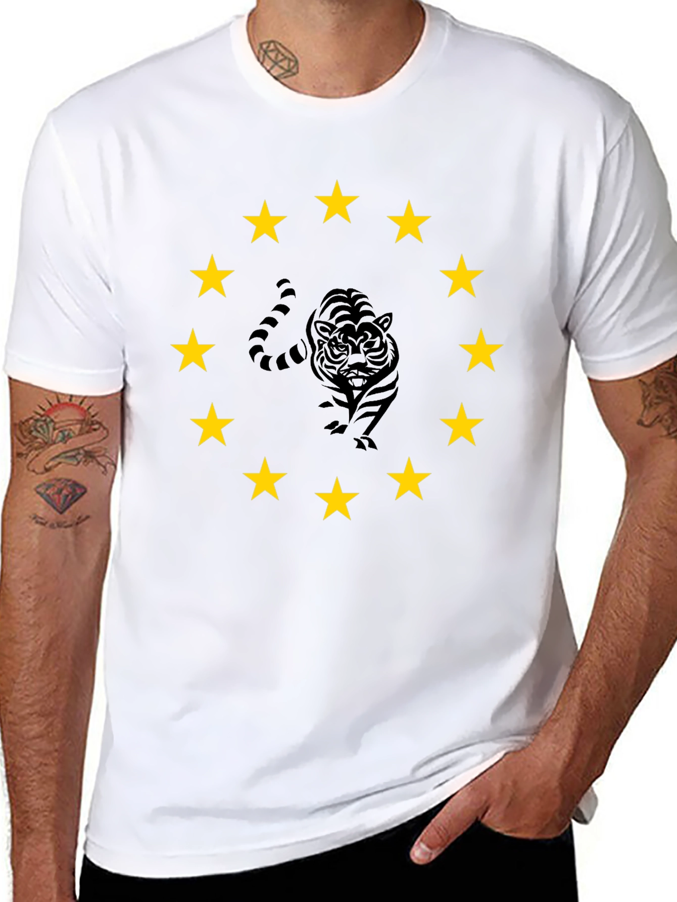 Tiger Star Circle Black T-Shirt