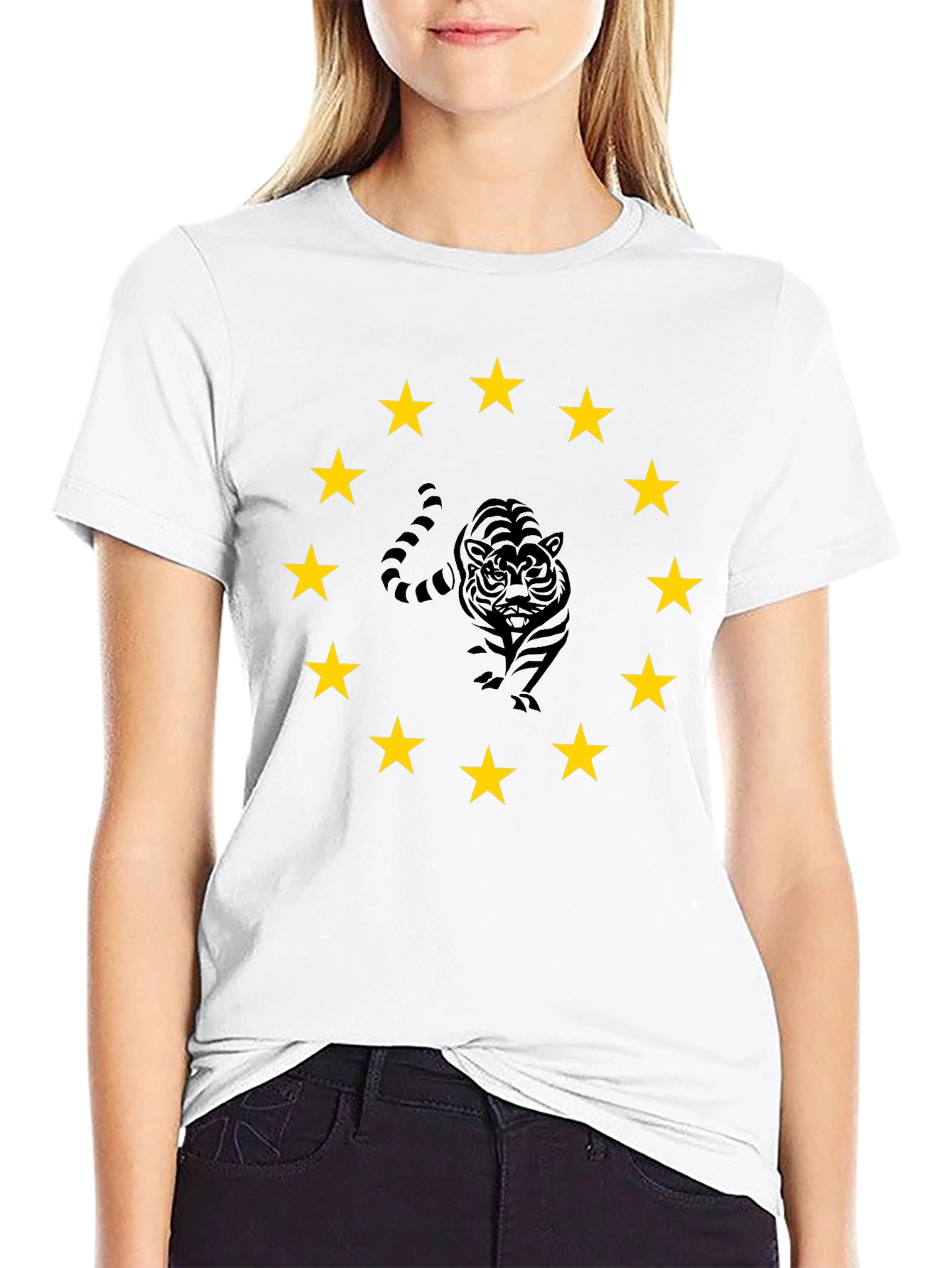 Tiger Star Circle Black T-Shirt
