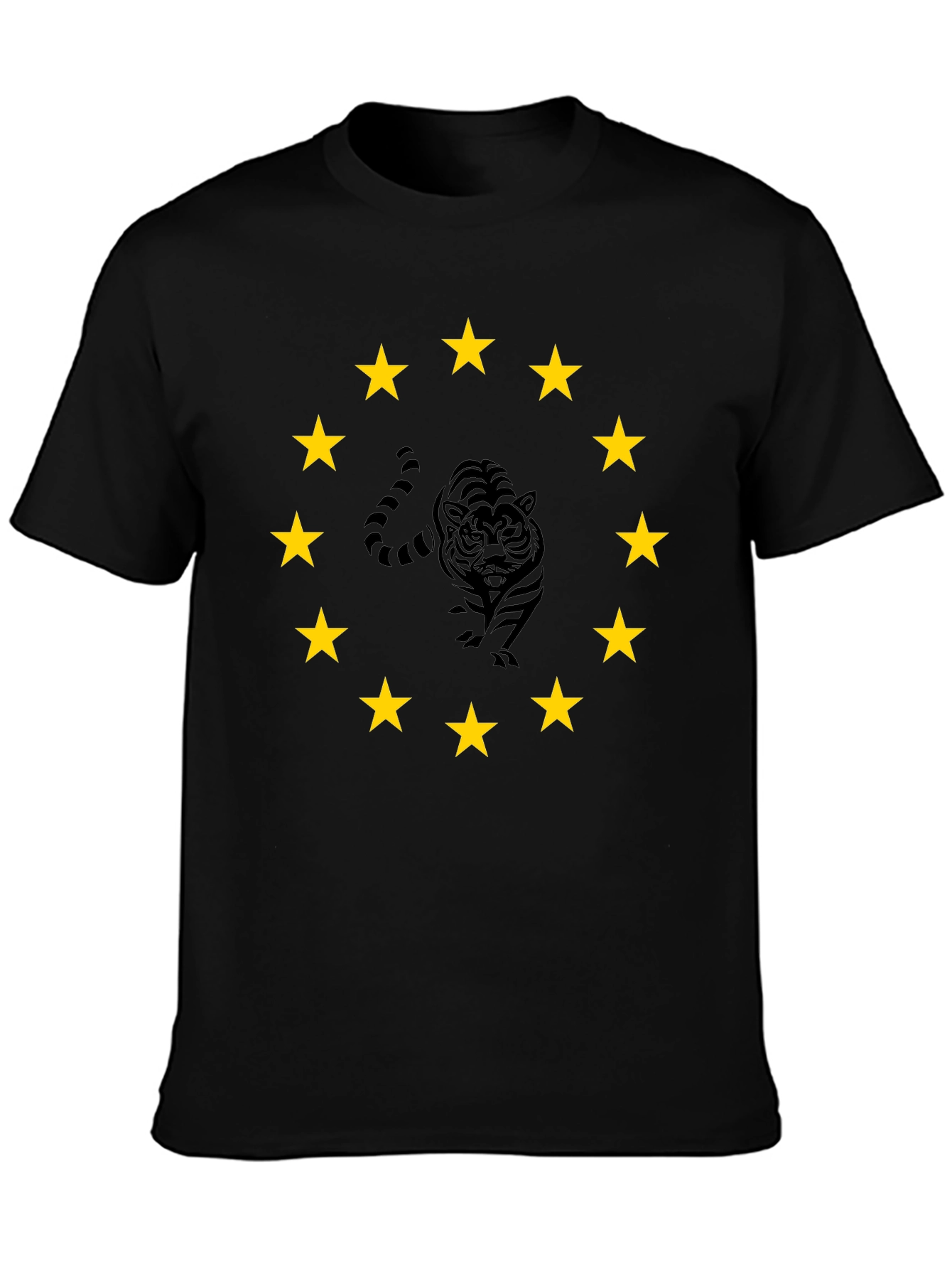 Tiger Star Circle Black T-Shirt