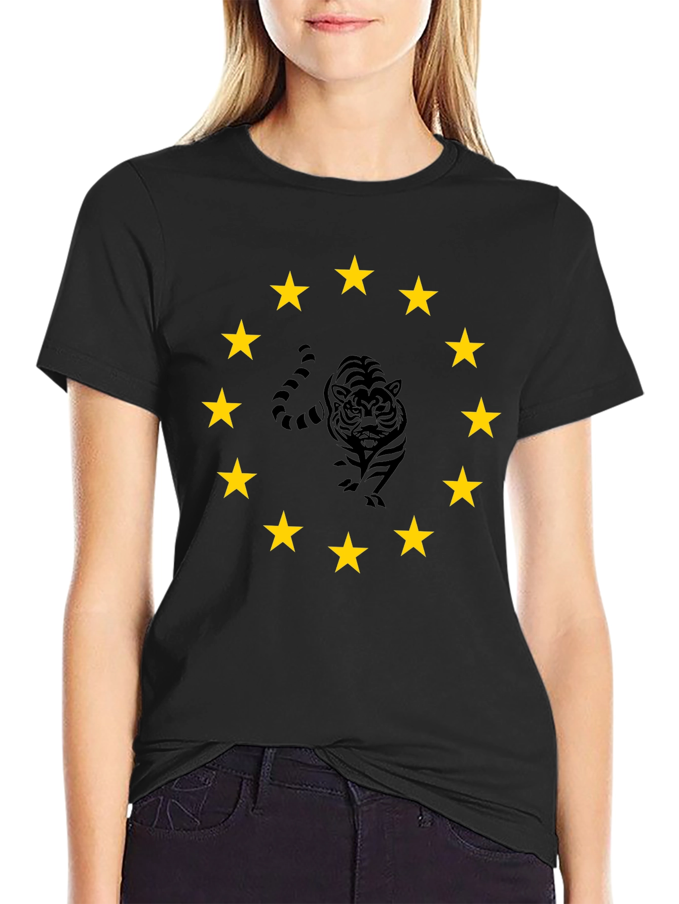 Tiger Star Circle Black T-Shirt
