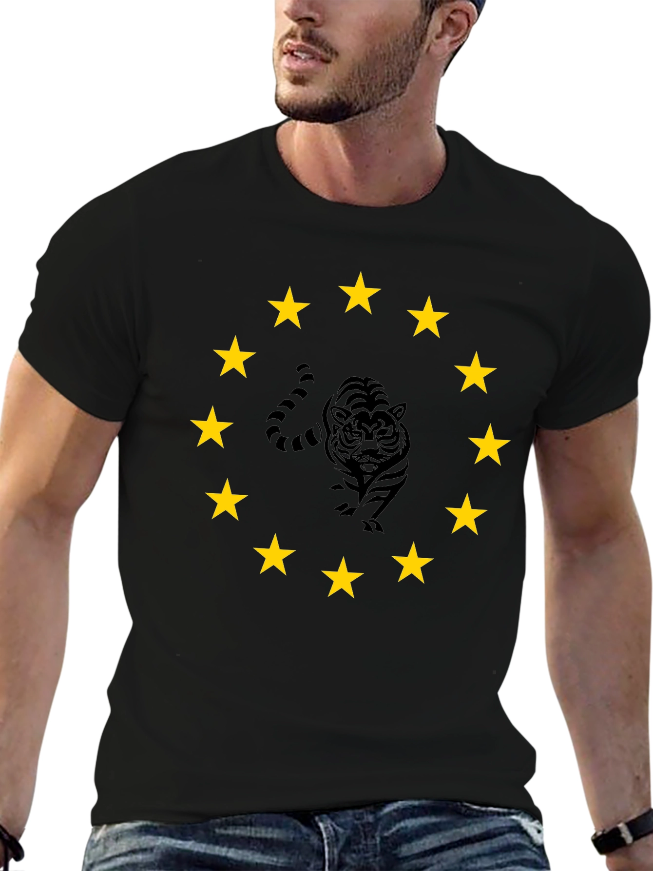 Tiger Star Circle Black T-Shirt